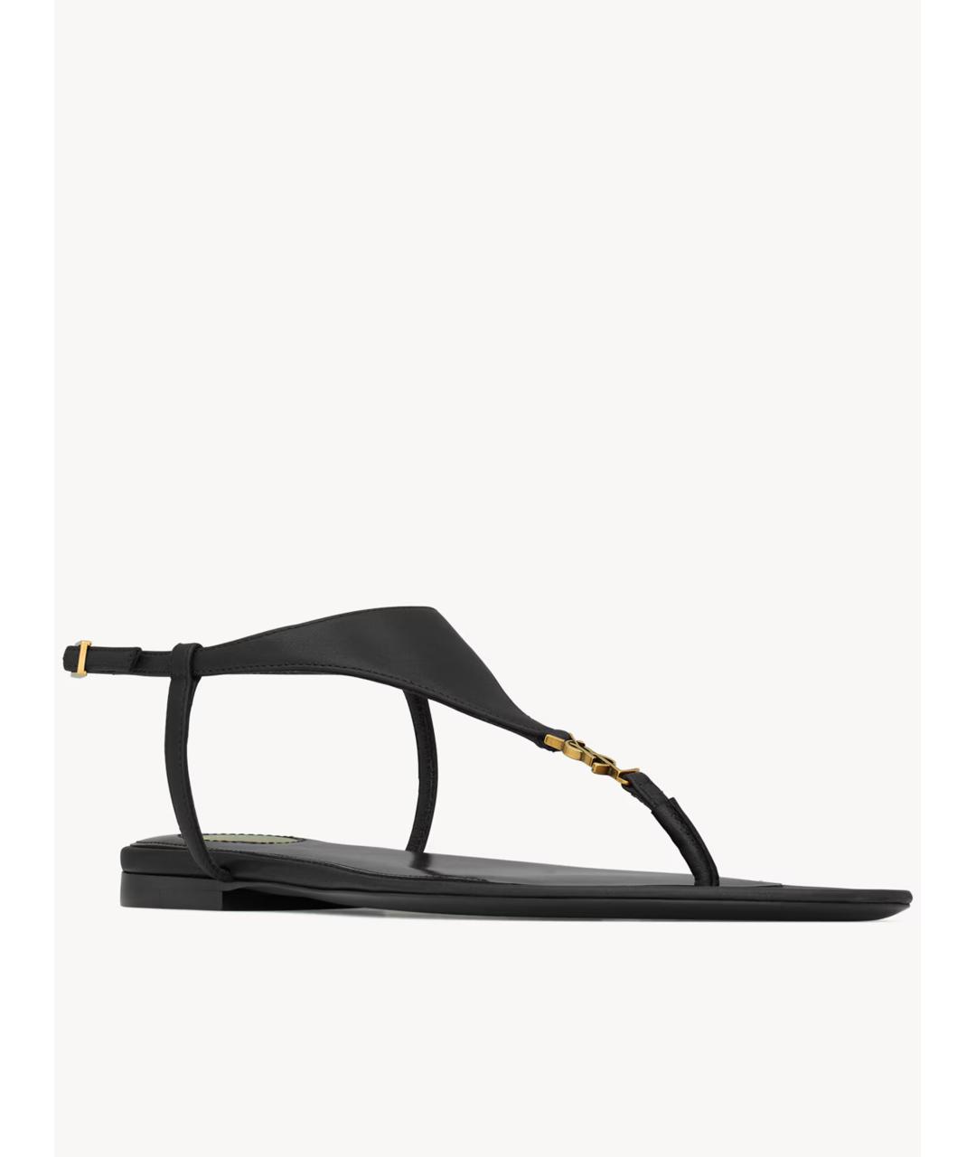 SAINT LAURENT Черные кожаные сандалии, фото 3