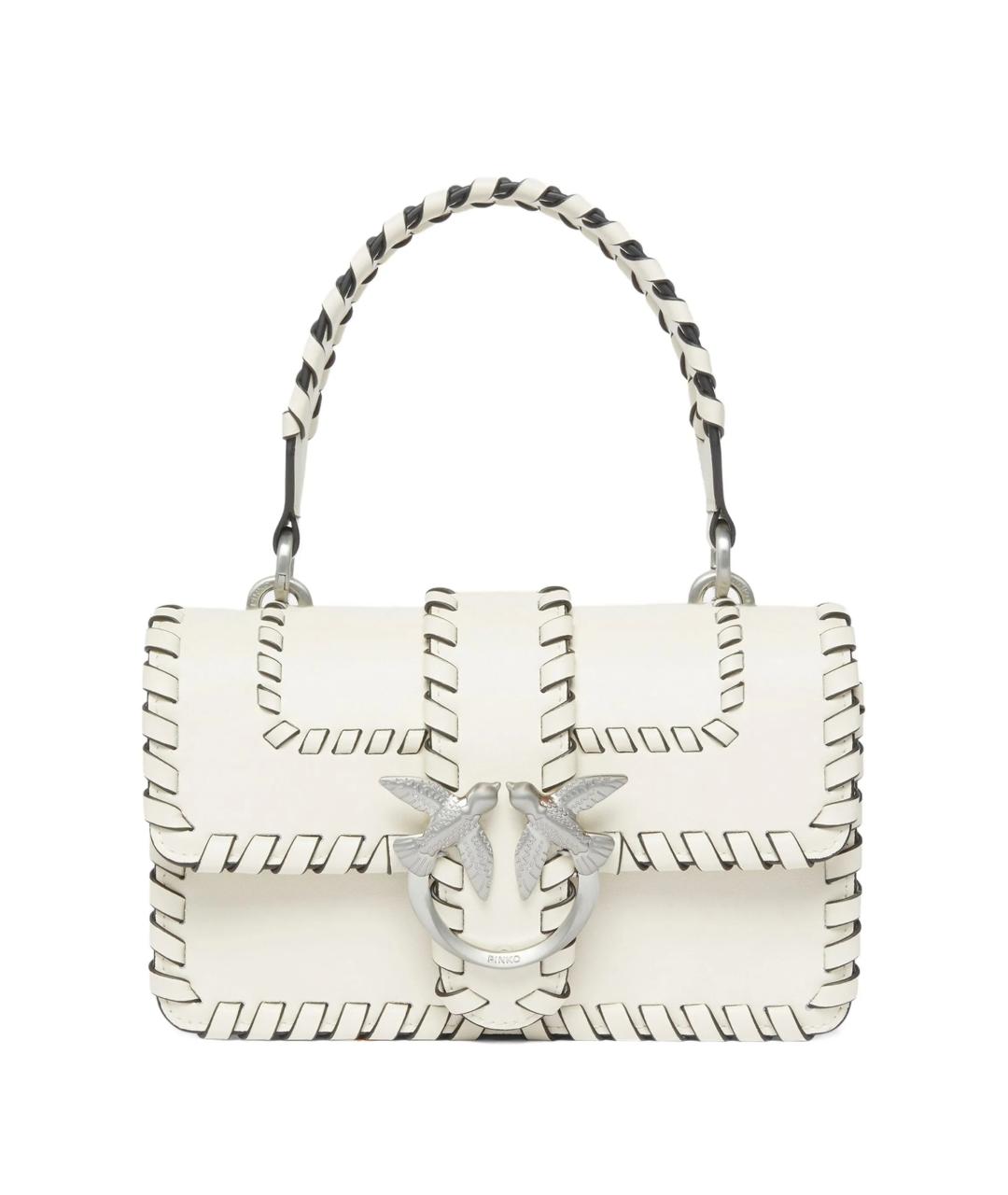 PINKO Белая кожаная сумка с короткими ручками, фото 1