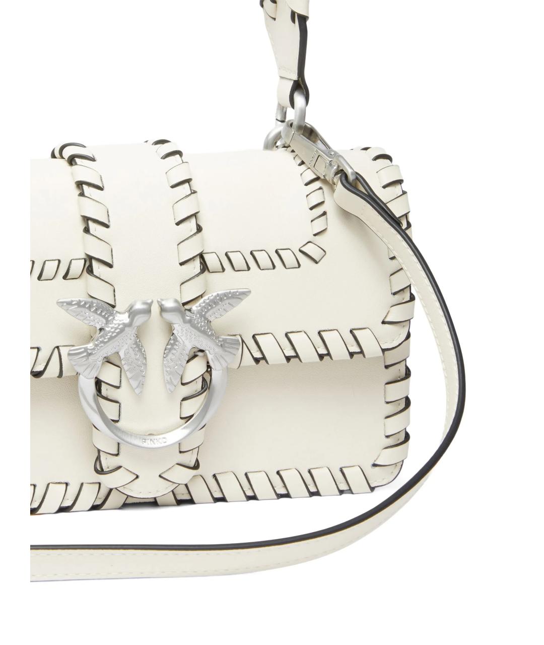 PINKO Белая кожаная сумка с короткими ручками, фото 3