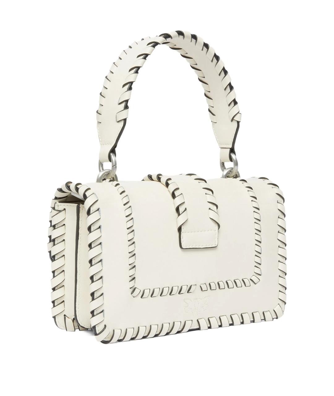 PINKO Белая кожаная сумка с короткими ручками, фото 2