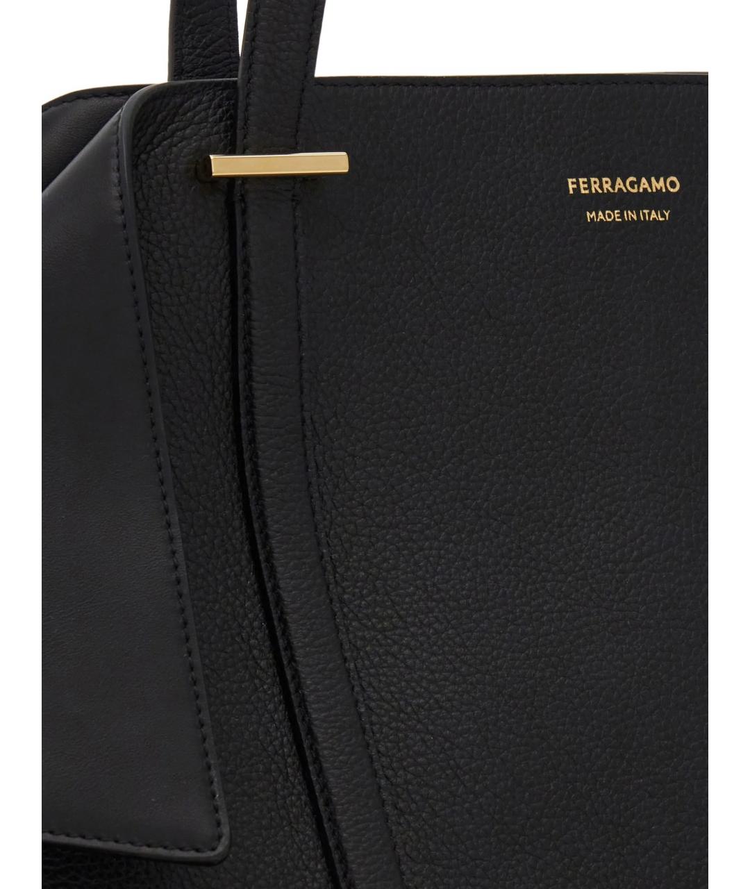 FERRAGAMO Черная кожаная сумка через плечо, фото 4