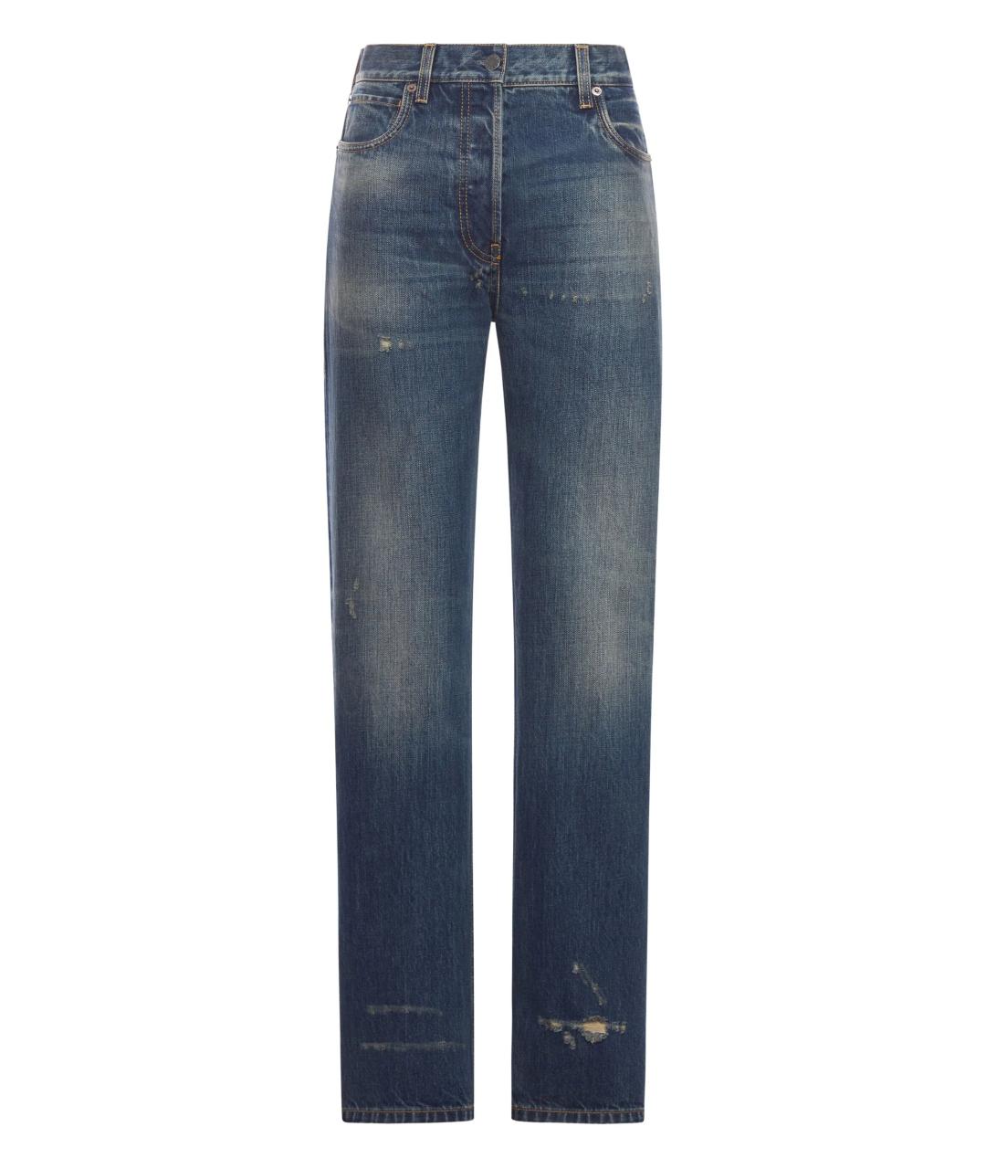 PRADA Синие хлопковые прямые джинсы, фото 1