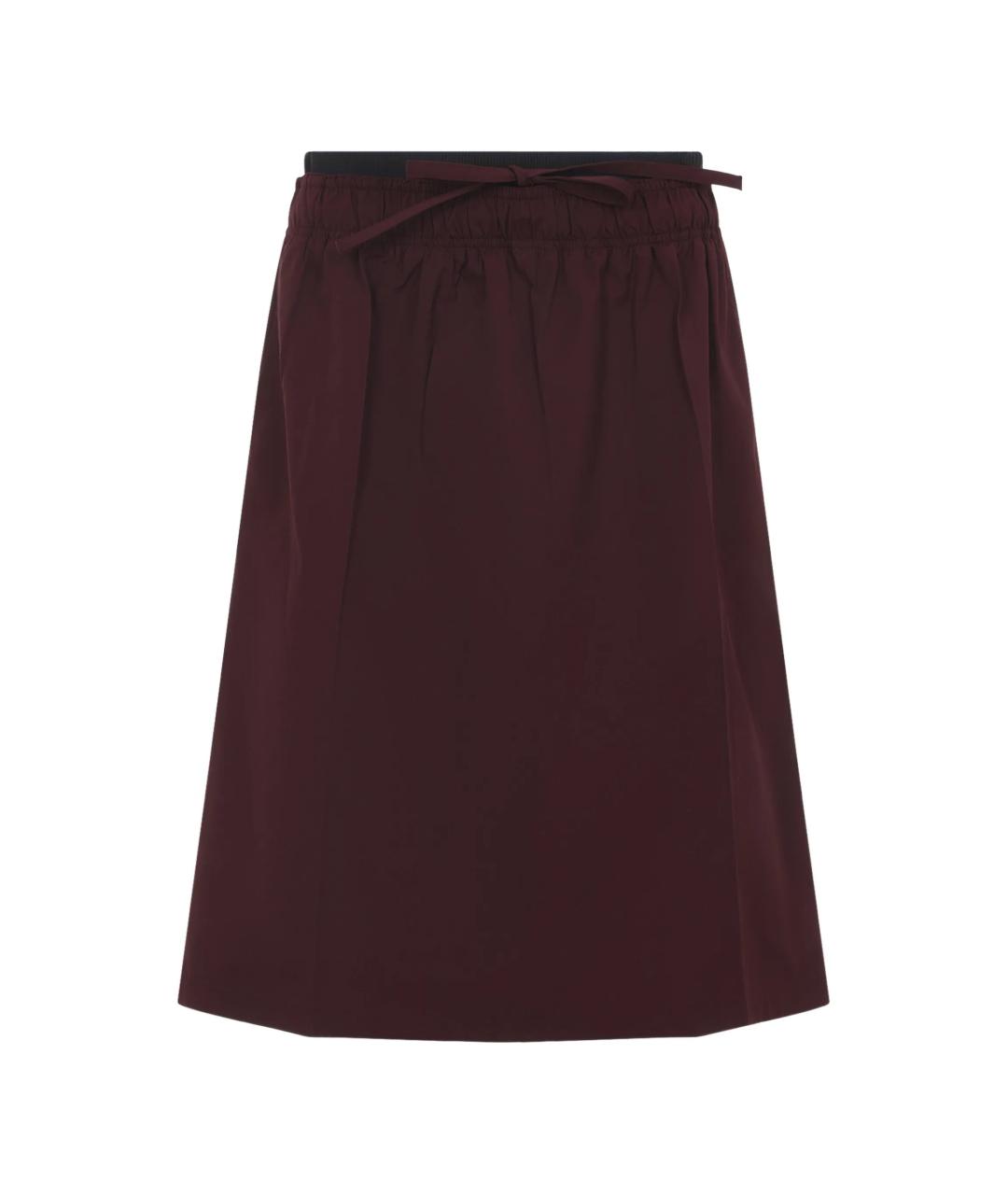 PRADA Бордовая хлопковая юбка миди, фото 1