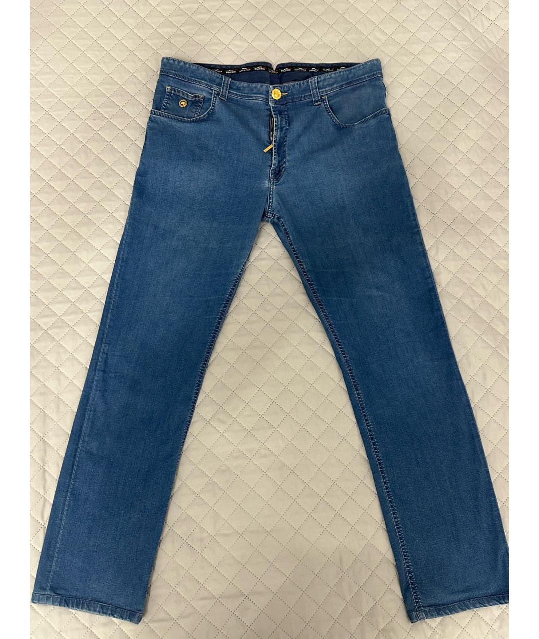 STEFANO RICCI Голубые хлопко-эластановые прямые джинсы, фото 5