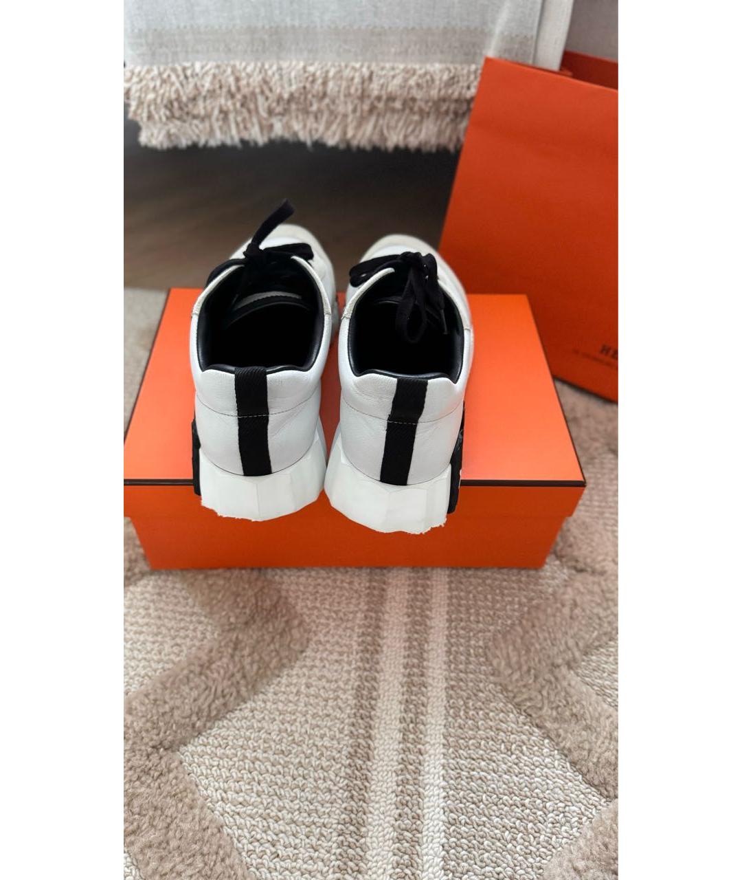 HERMES Белые кожаные кроссовки, фото 6