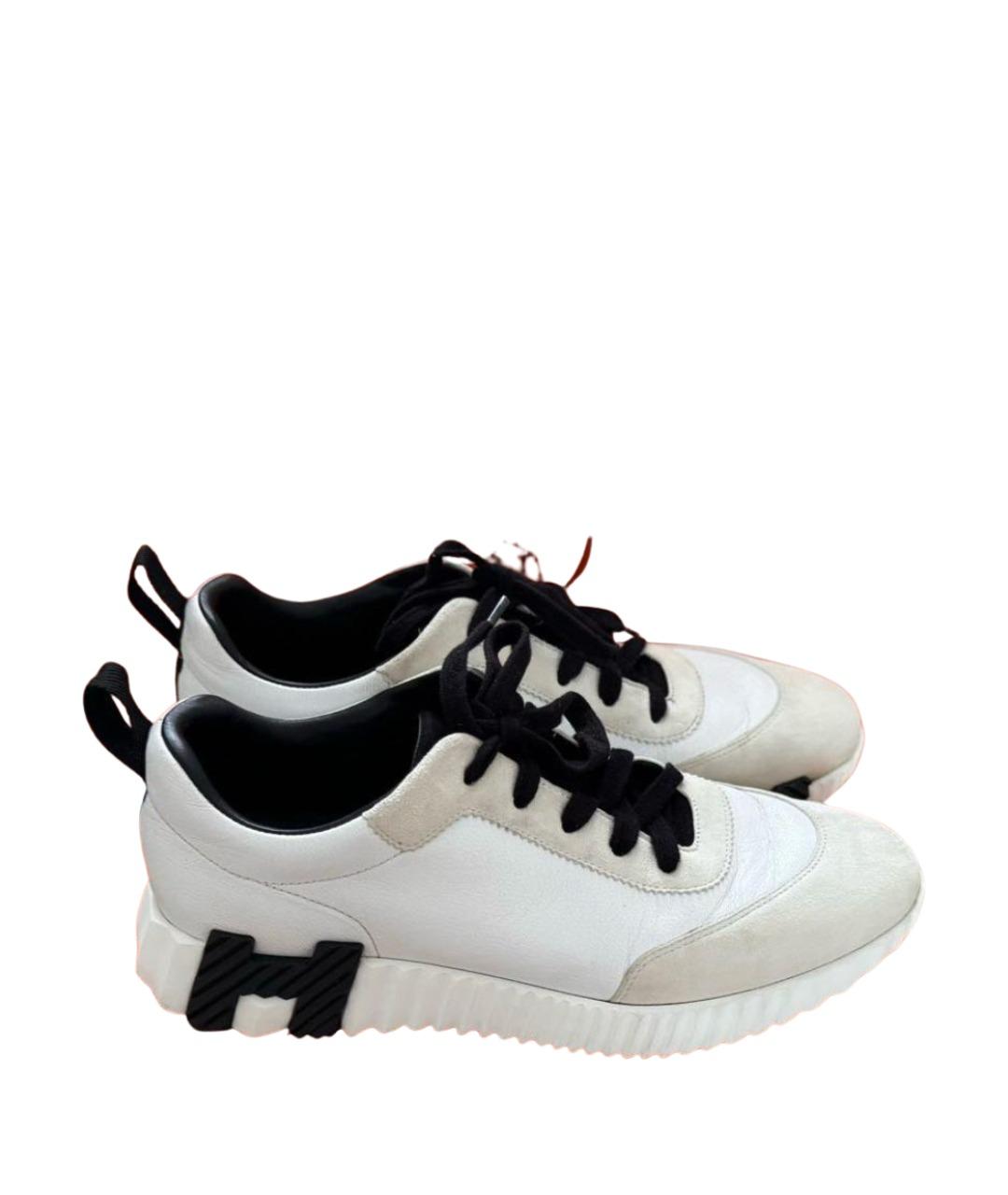 HERMES Белые кожаные кроссовки, фото 1