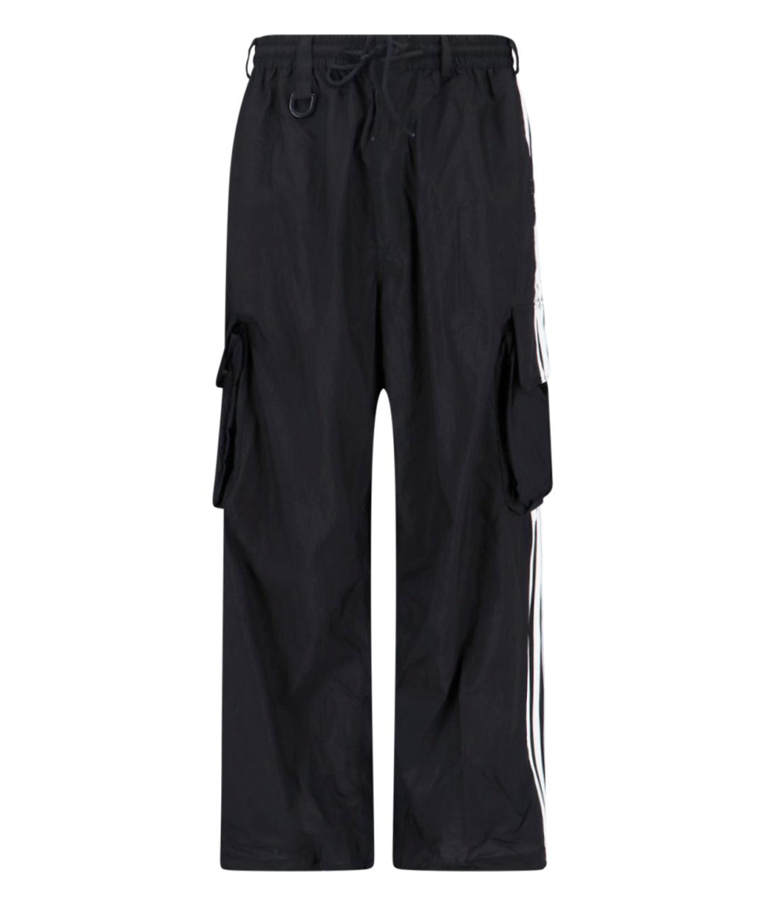 Y-3 Черные полиамидовые прямые брюки, фото 1