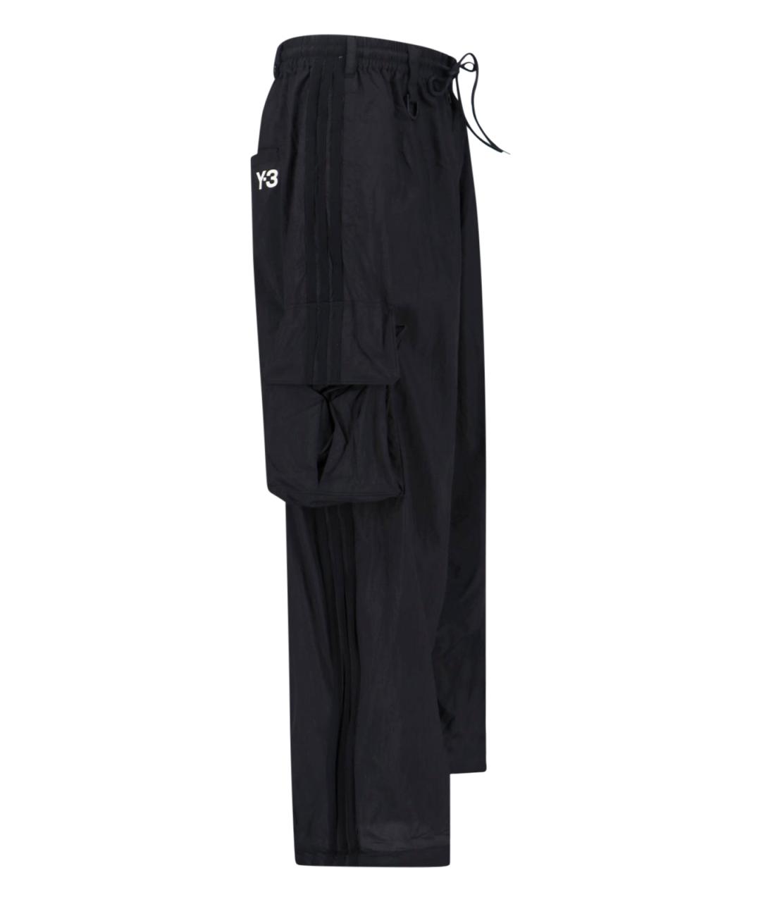 Y-3 Черные полиамидовые прямые брюки, фото 3