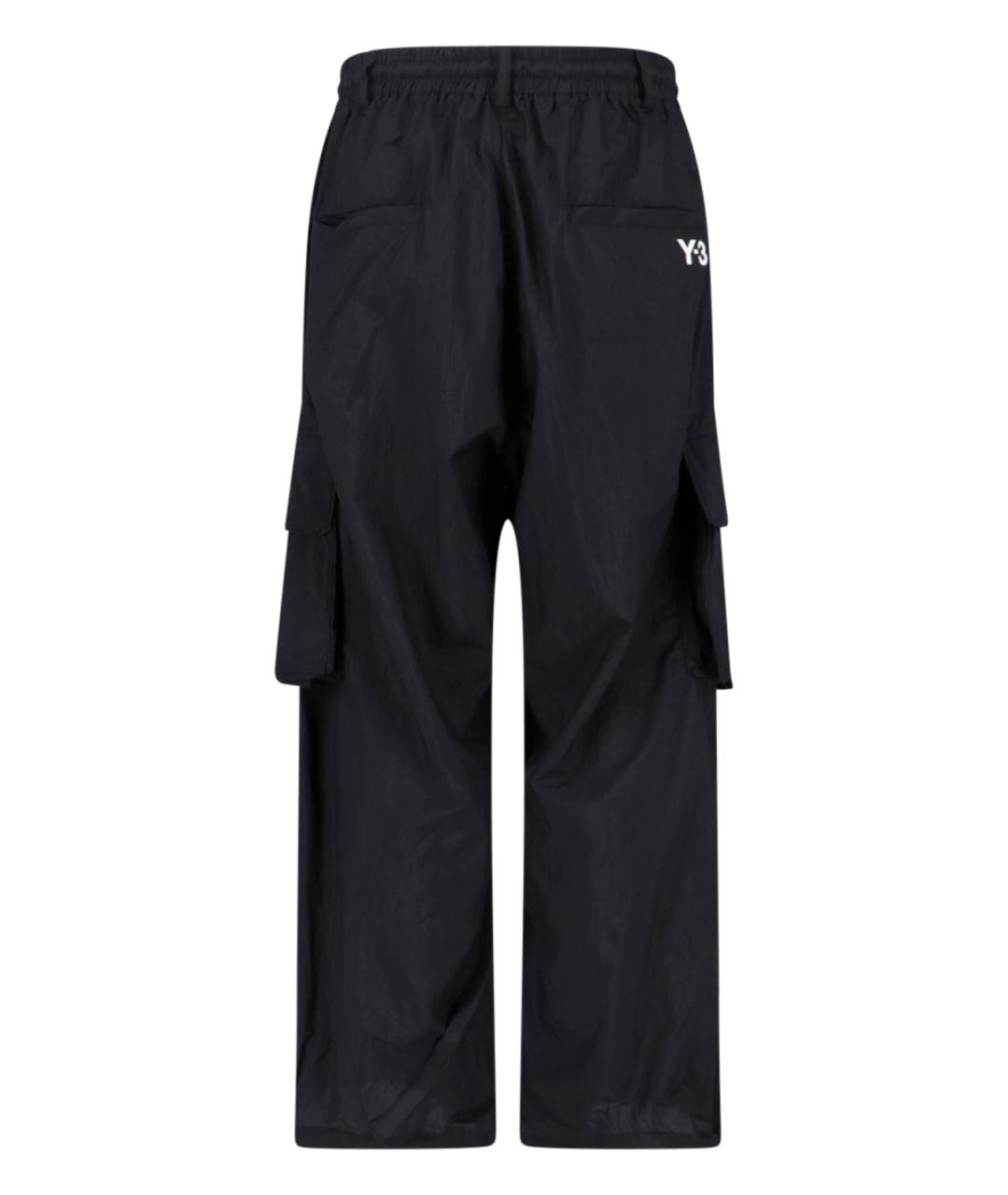 Y-3 Черные полиамидовые прямые брюки, фото 2