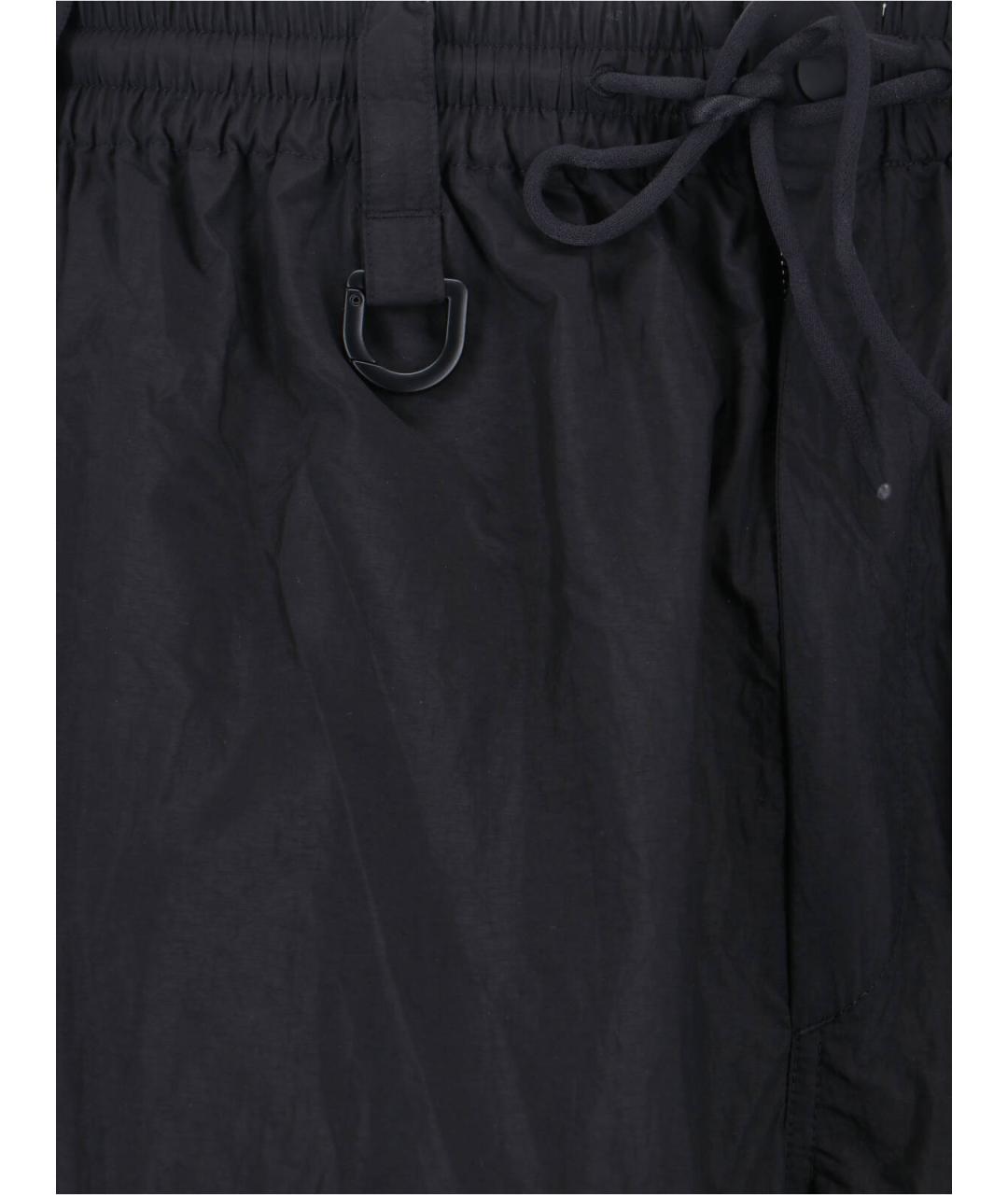 Y-3 Черные полиамидовые прямые брюки, фото 4