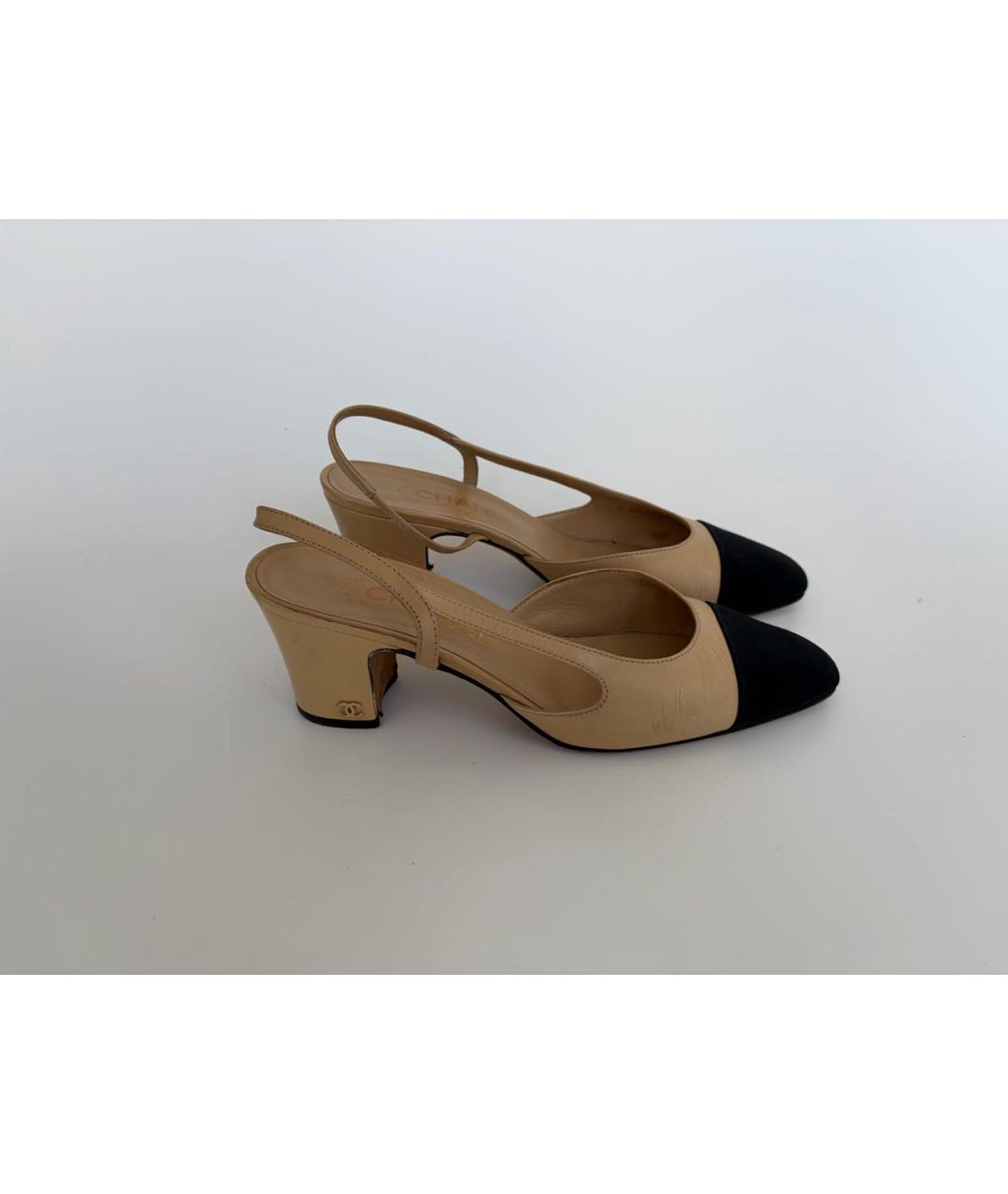 CHANEL Бежевые кожаные туфли, фото 3