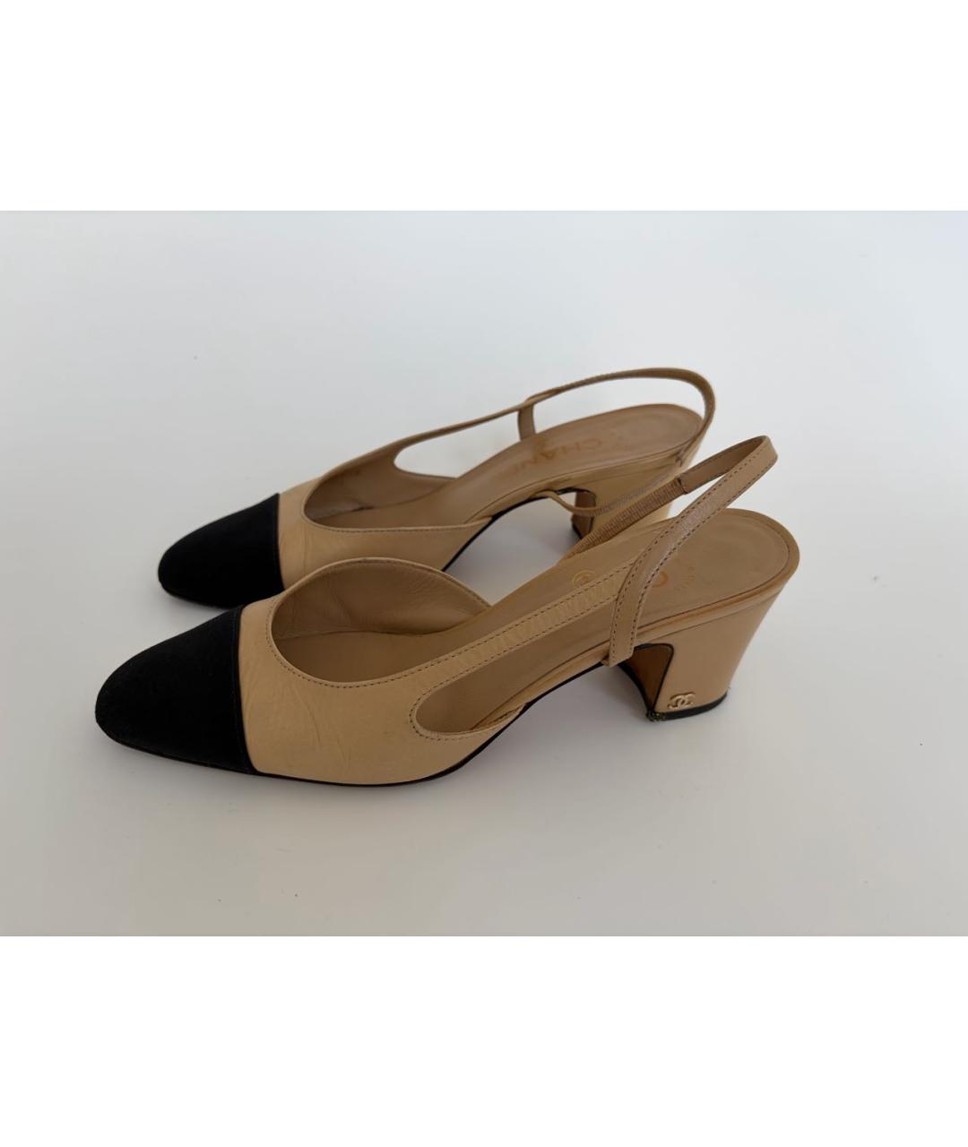 CHANEL Бежевые кожаные туфли, фото 4