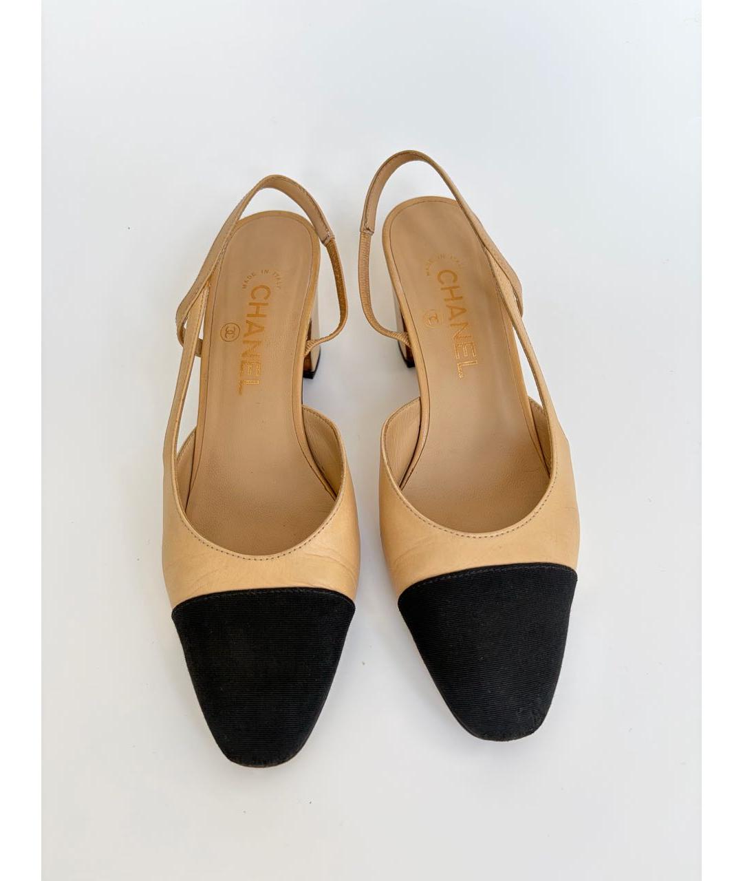 CHANEL Бежевые кожаные туфли, фото 2