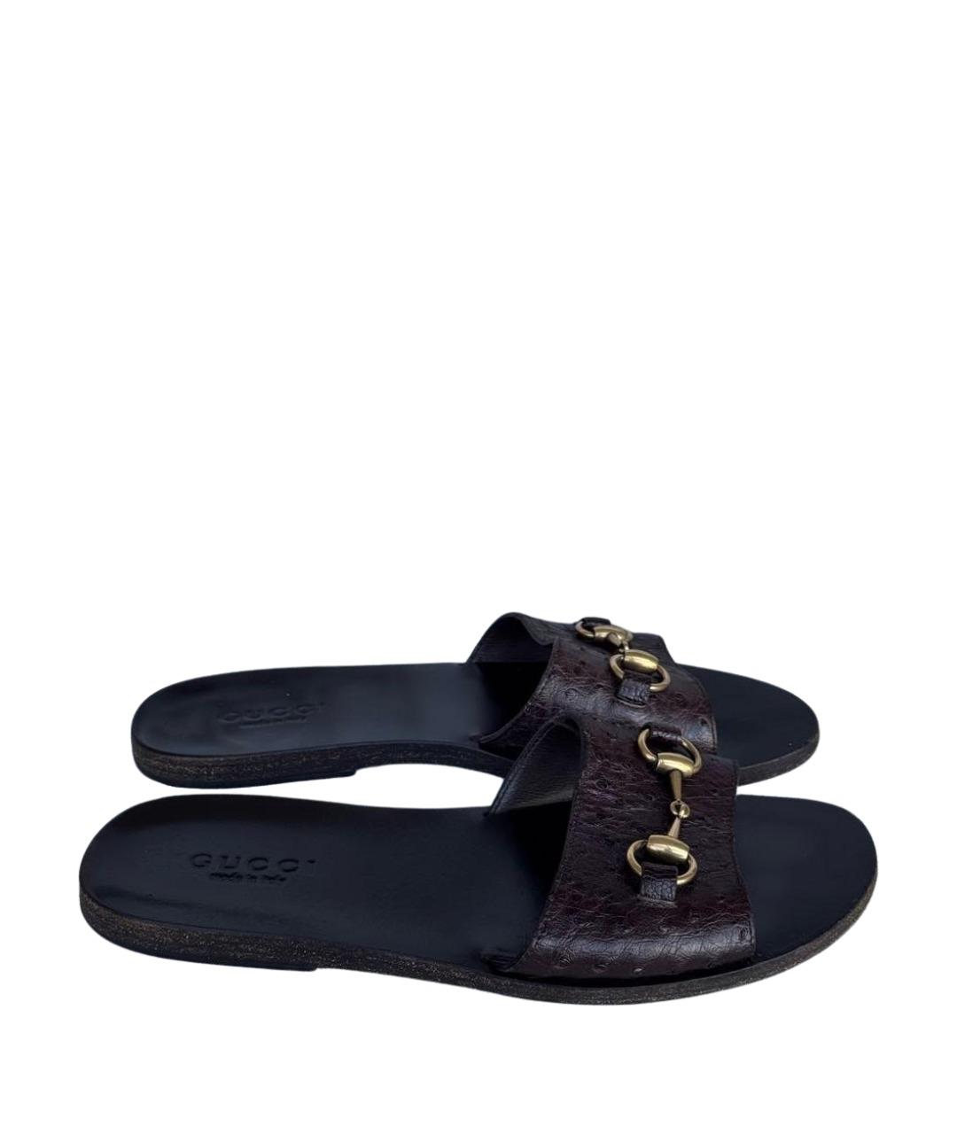 GUCCI Коричневые шлепанцы из экзотической кожи, фото 10