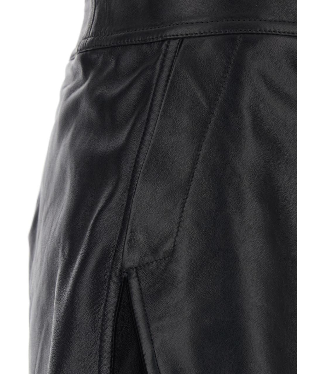 RICK OWENS Черная кожаная юбка мини, фото 3