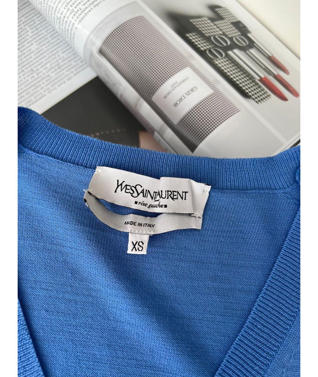 SAINT LAURENT Синий шерстяной джемпер / свитер, фото 4