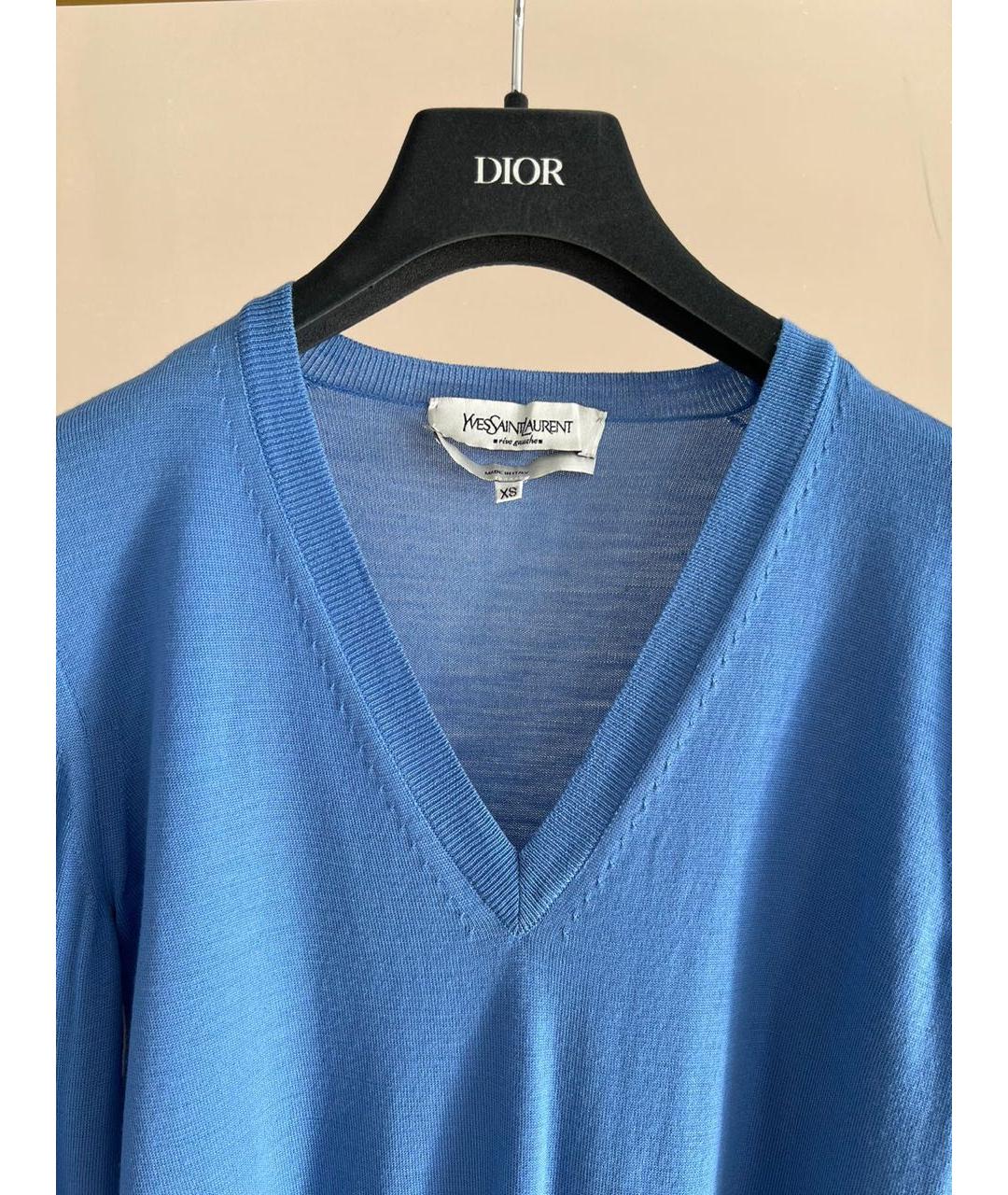 SAINT LAURENT Синий шерстяной джемпер / свитер, фото 2