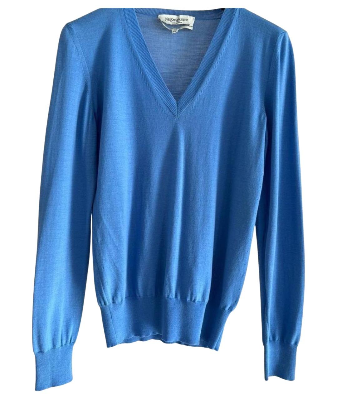 SAINT LAURENT Синий шерстяной джемпер / свитер, фото 1