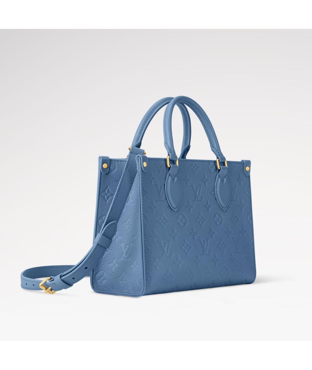 LOUIS VUITTON Голубая кожаная сумка тоут, фото 3