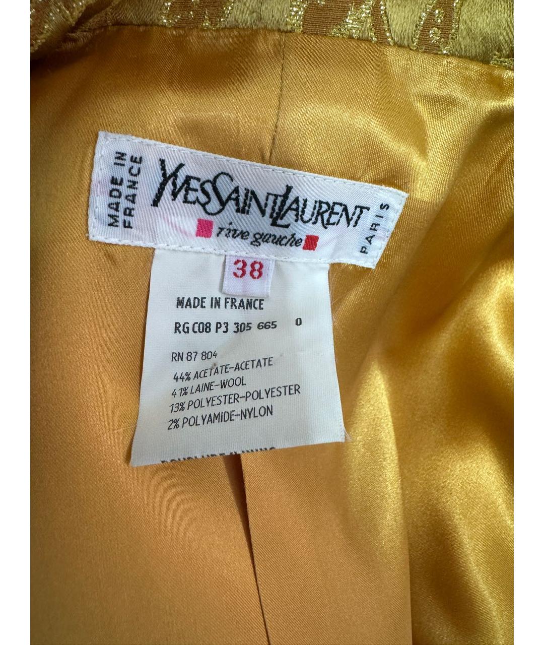 SAINT LAURENT Горчичный шерстяной жакет/пиджак, фото 5