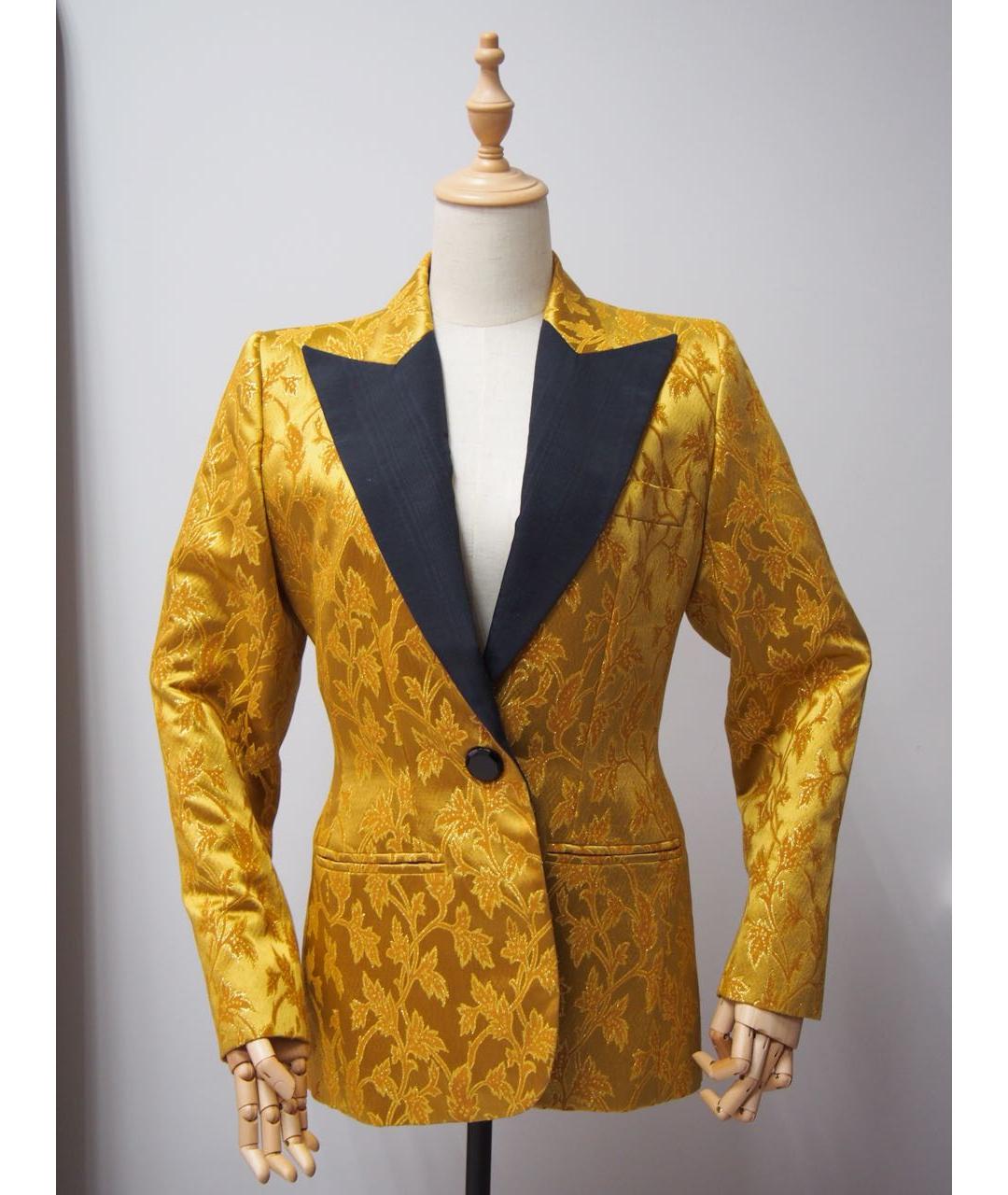 SAINT LAURENT Горчичный шерстяной жакет/пиджак, фото 6