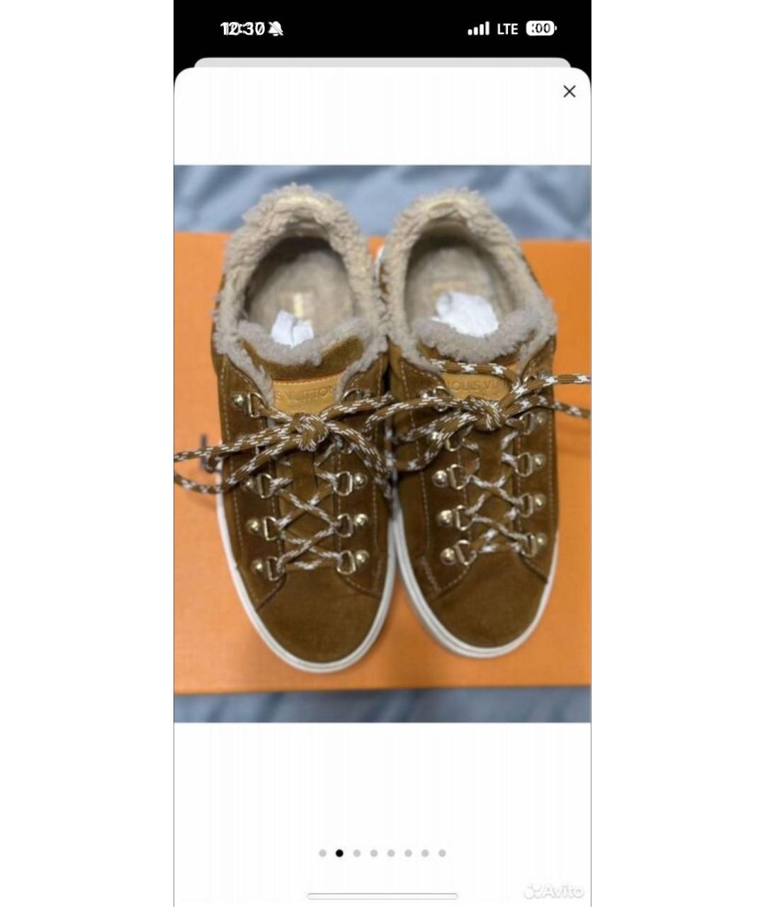 LOUIS VUITTON Коричневые замшевые кроссовки, фото 3