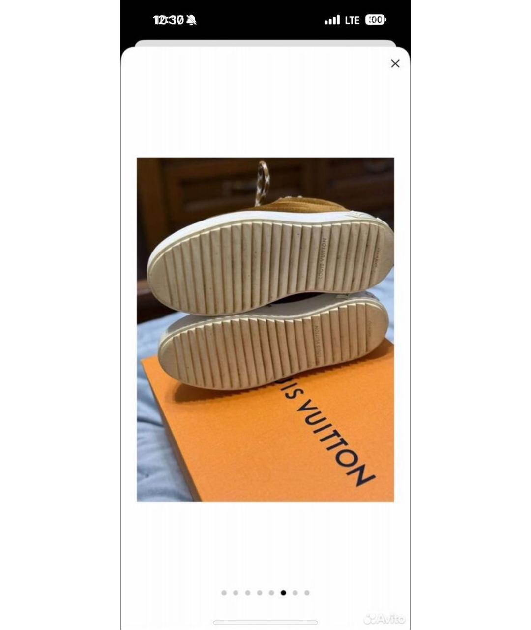 LOUIS VUITTON Коричневые замшевые кроссовки, фото 4