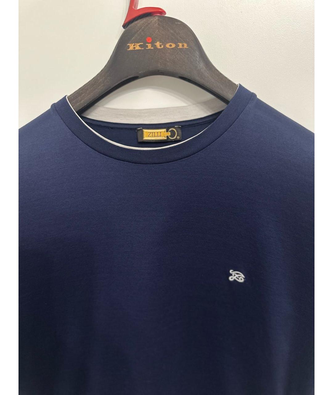 ZILLI Темно-синяя хлопковая футболка, фото 2
