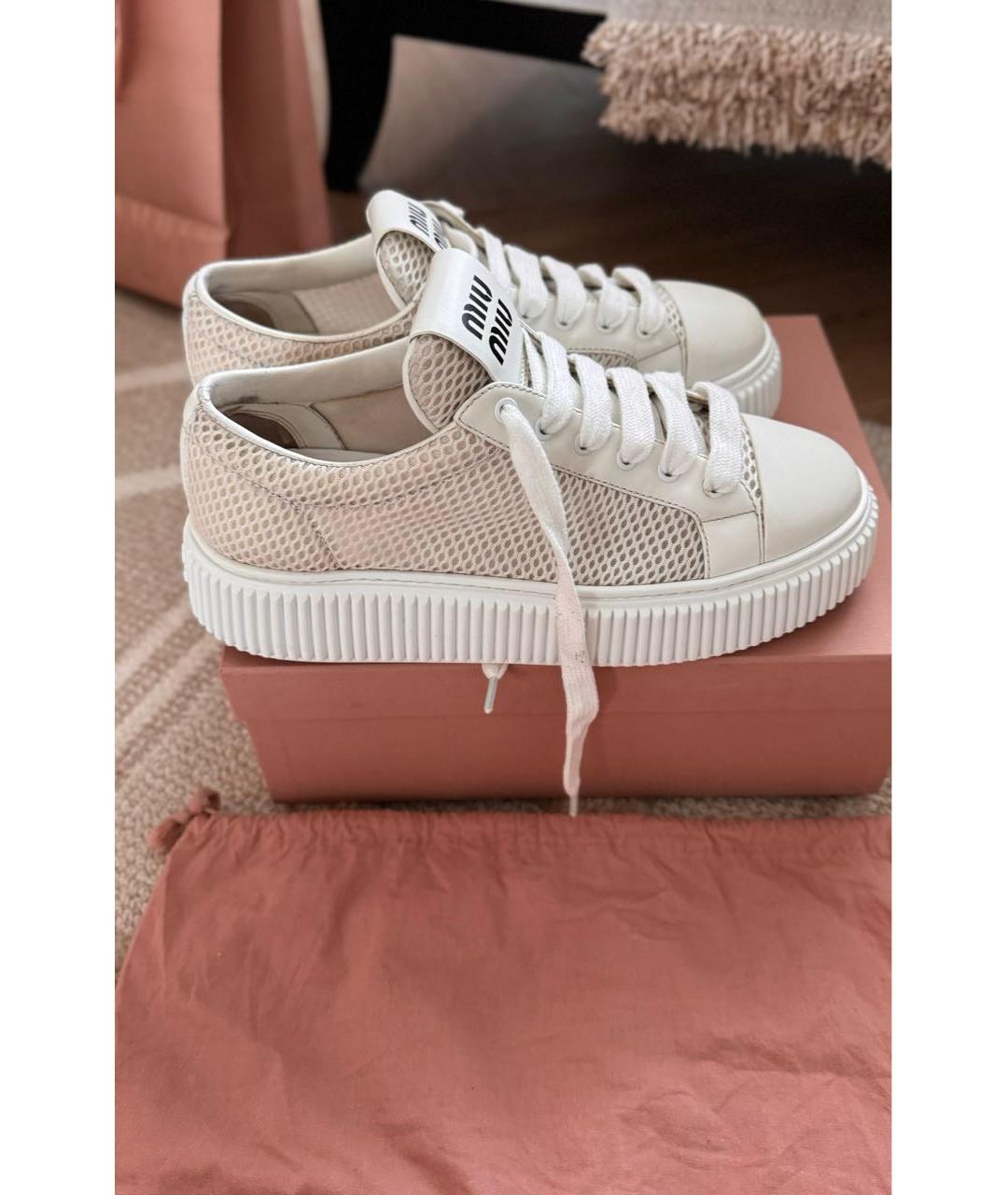 MIU MIU Белые текстильные кроссовки, фото 2