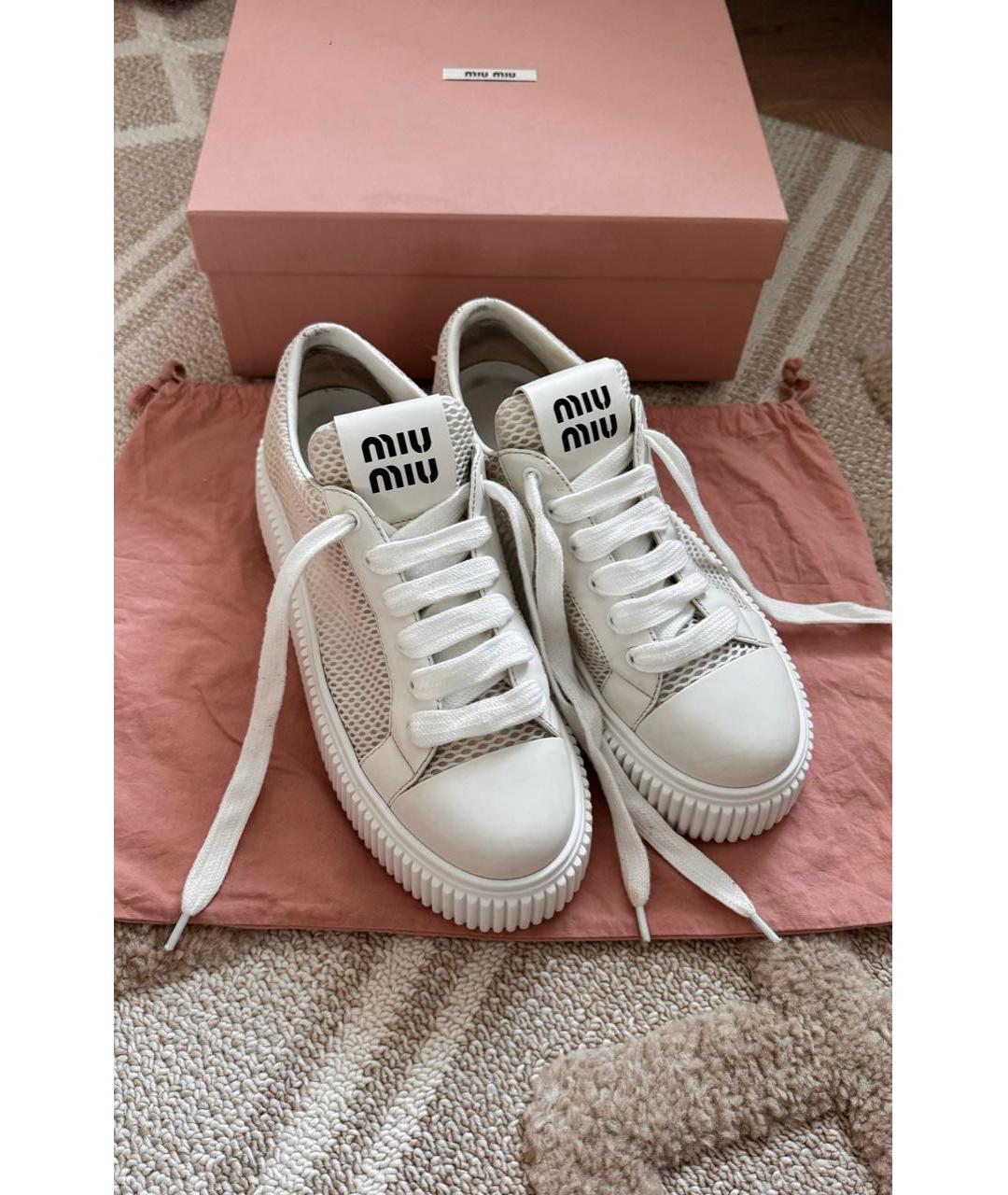 MIU MIU Белые текстильные кроссовки, фото 6