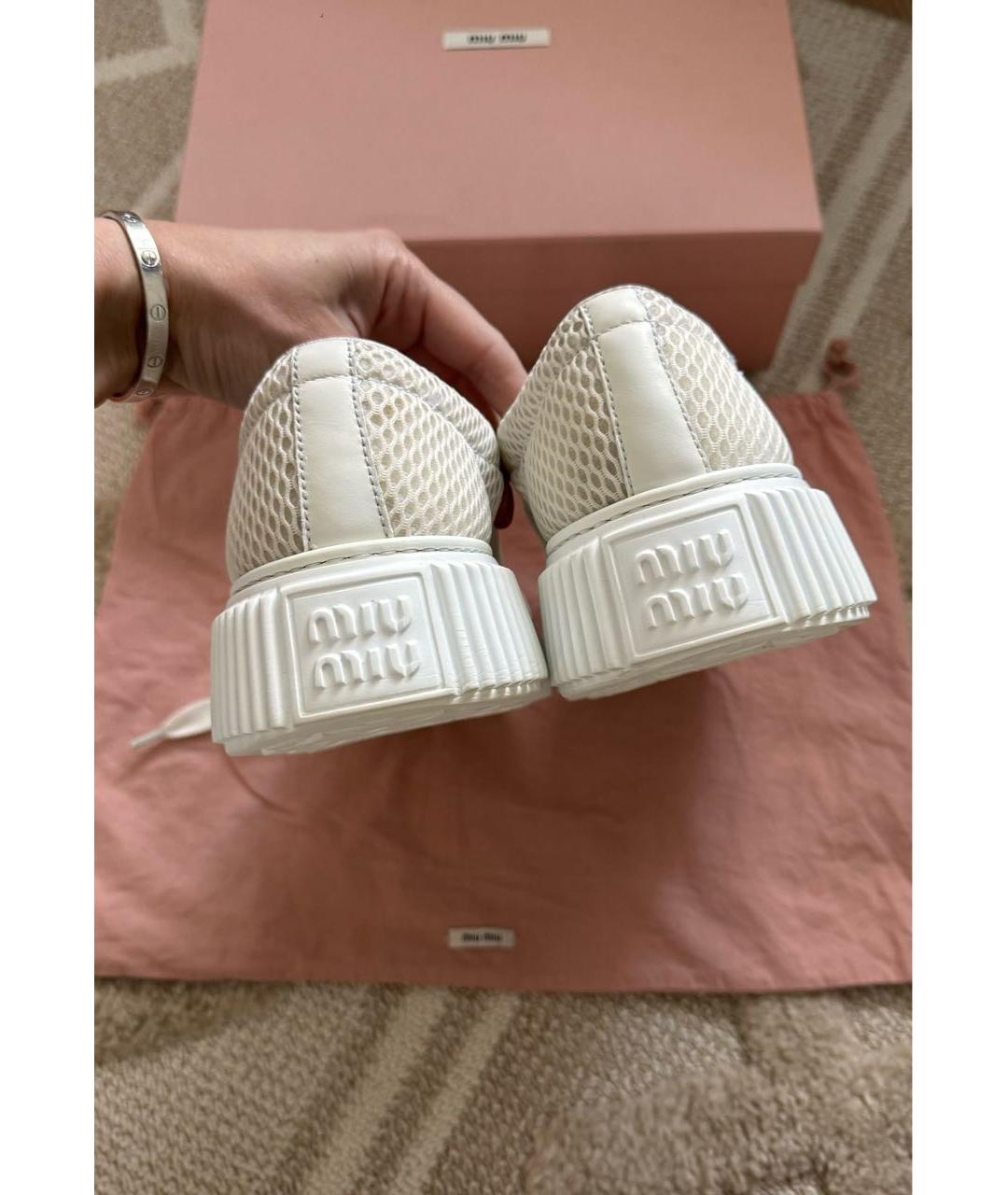 MIU MIU Белые текстильные кроссовки, фото 3