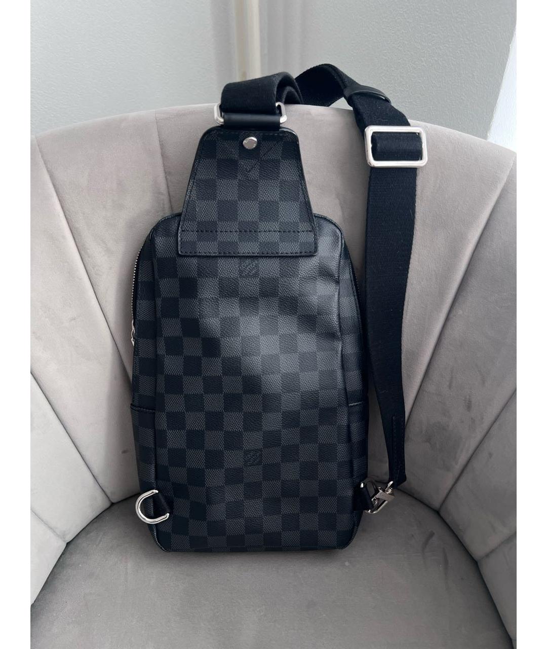 LOUIS VUITTON Черная кожаная сумка на плечо, фото 3