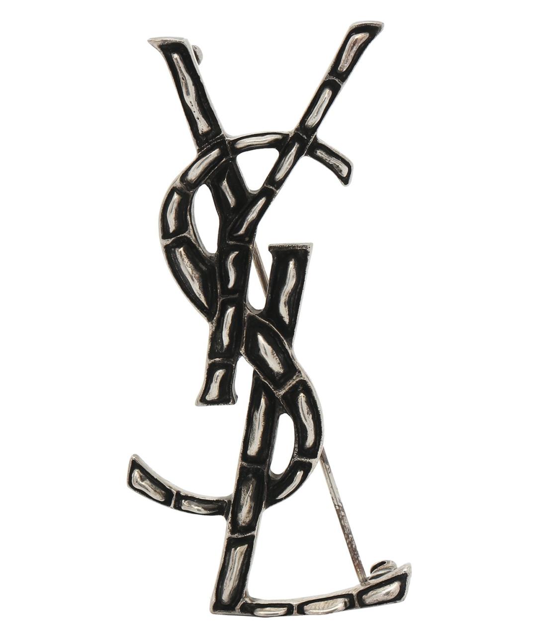 SAINT LAURENT Черная латунная булавка / брошь, фото 1