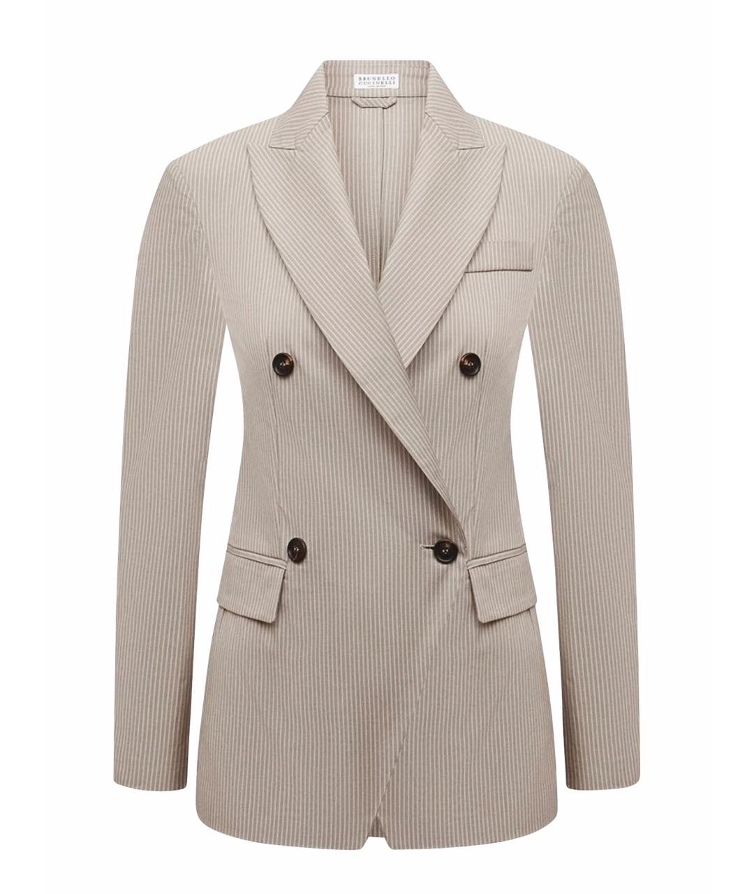 BRUNELLO CUCINELLI Бежевый хлопко-эластановый жакет/пиджак, фото 1