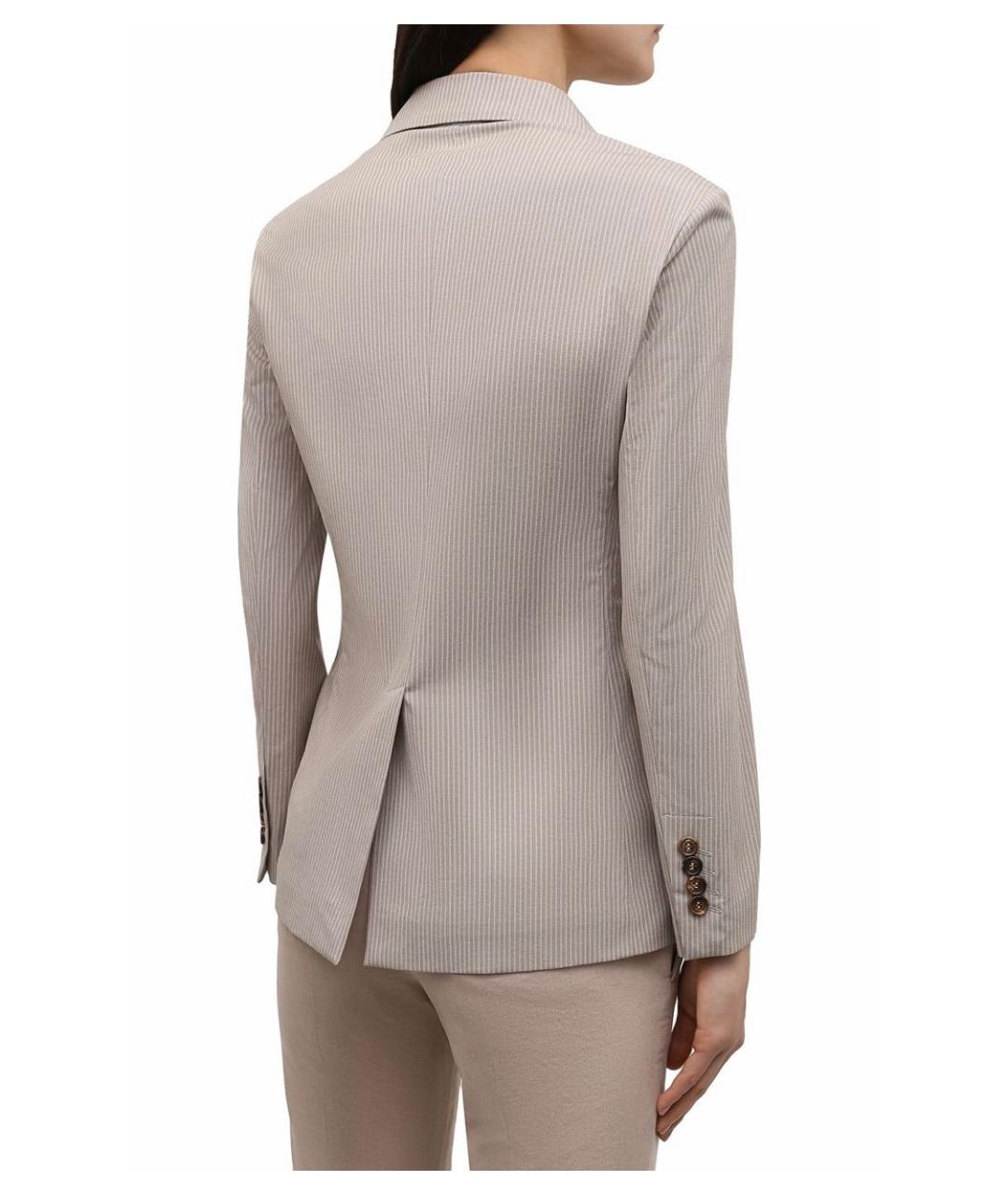 BRUNELLO CUCINELLI Бежевый хлопко-эластановый жакет/пиджак, фото 2