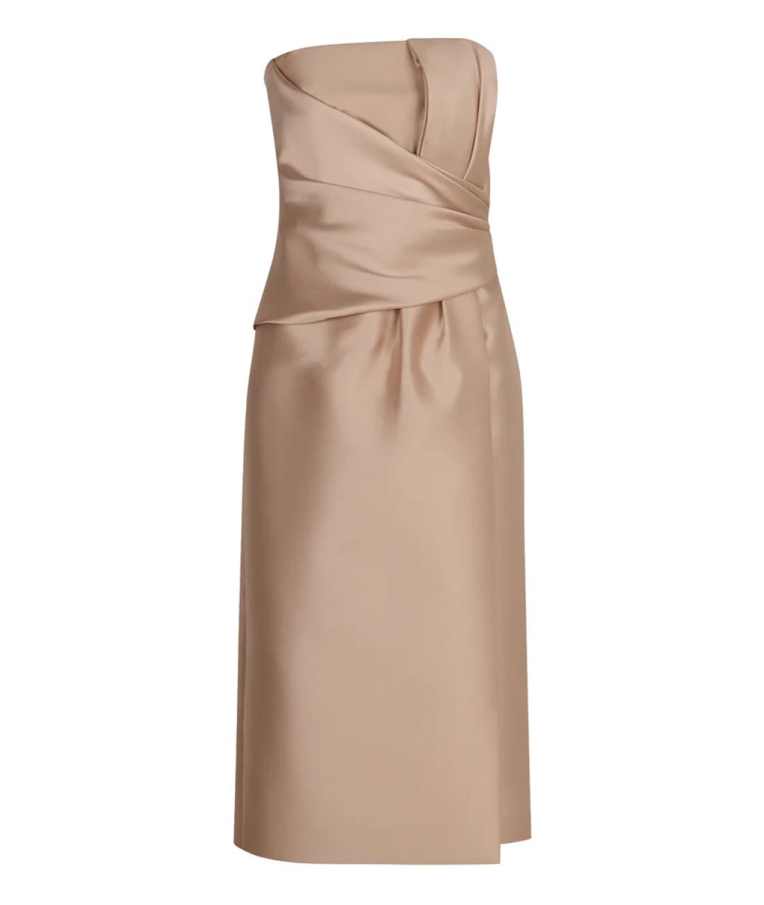 ALBERTA FERRETTI Бежевое полиэстеровое вечернее платье, фото 1