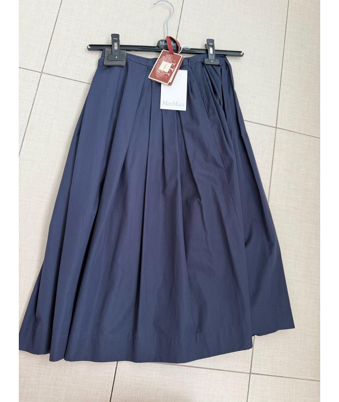 MAX MARA Темно-синяя хлопковая юбка миди, фото 6
