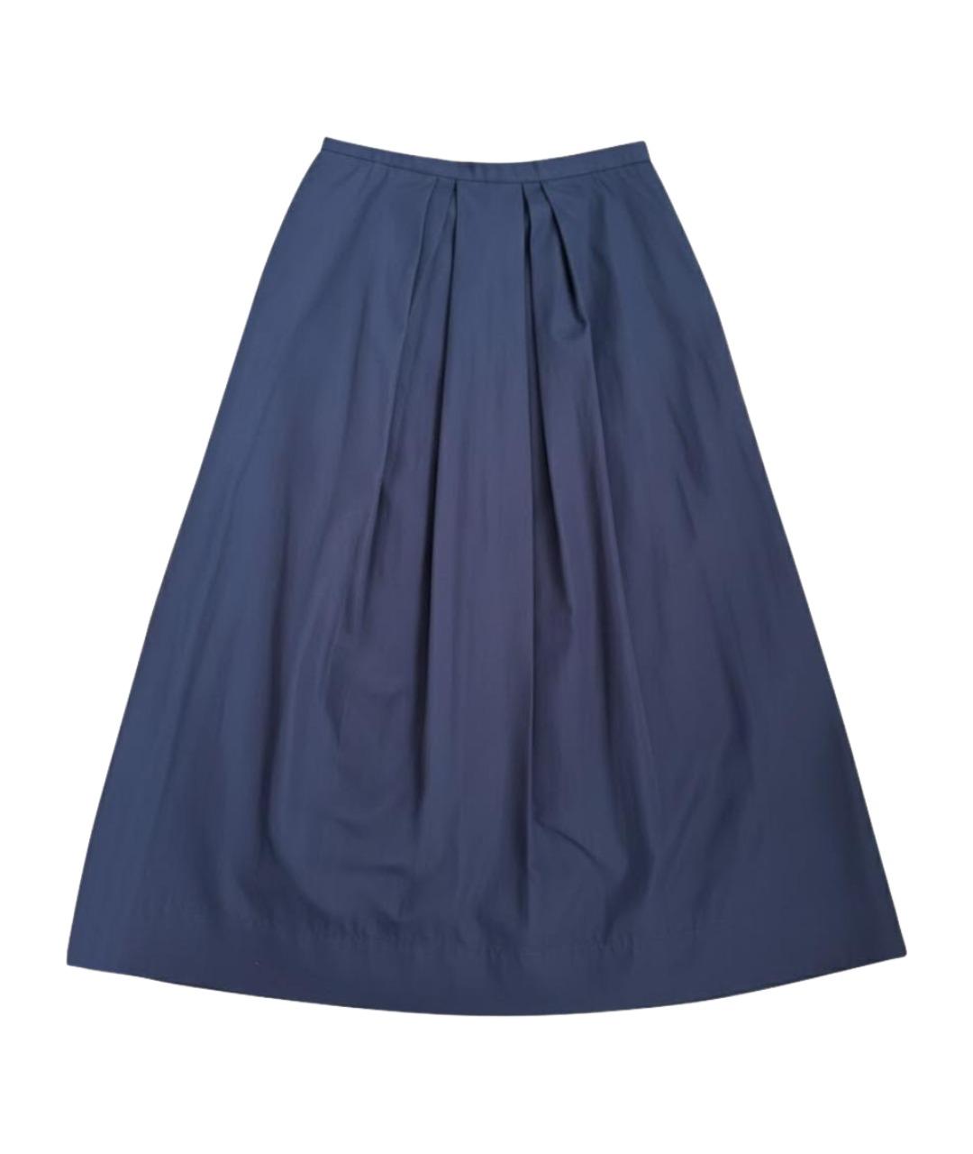 MAX MARA Темно-синяя хлопковая юбка миди, фото 1