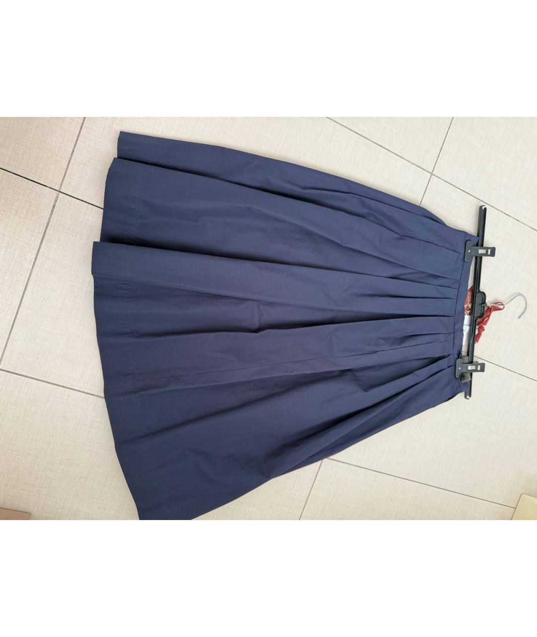 MAX MARA Темно-синяя хлопковая юбка миди, фото 2