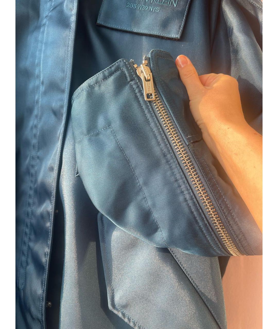 CALVIN KLEIN Синий полиамидовый тренч/плащ, фото 7