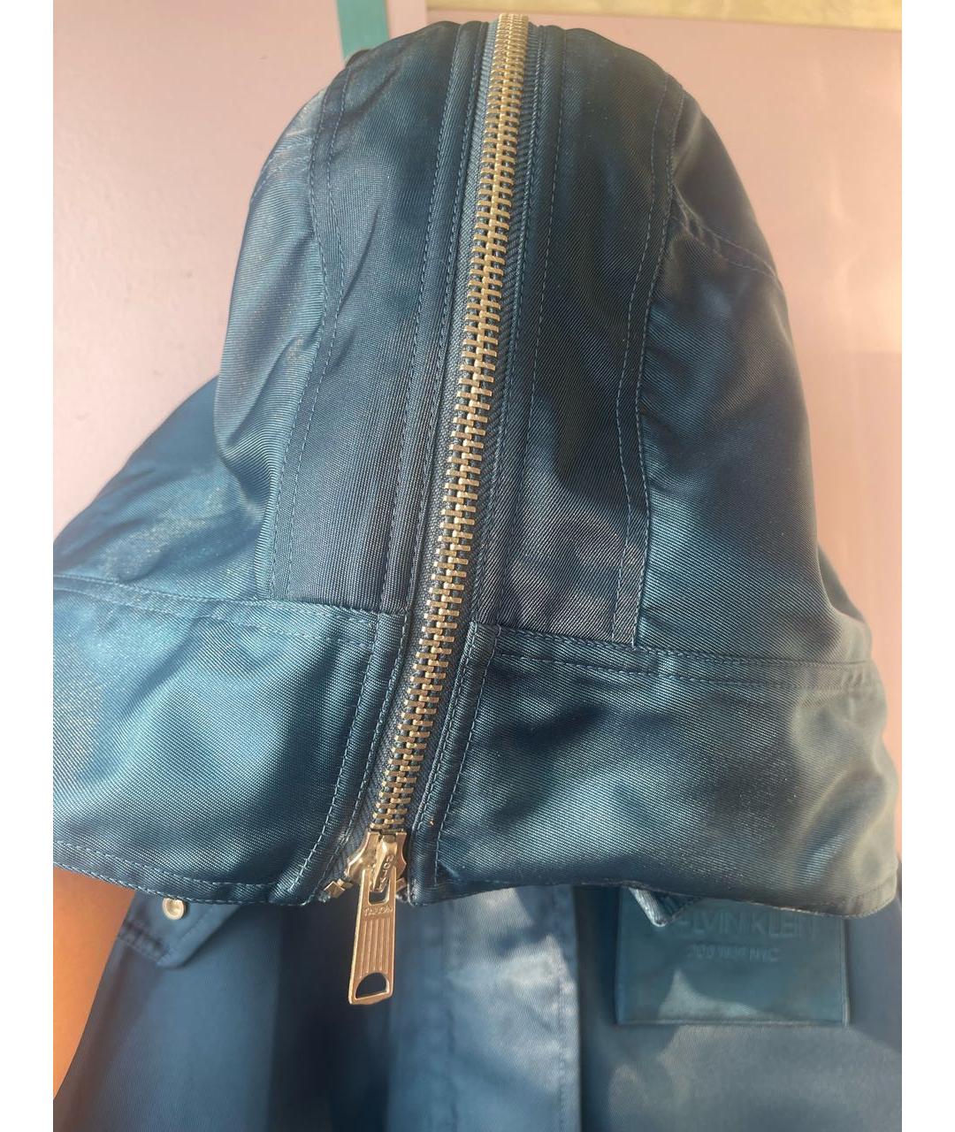 CALVIN KLEIN Синий полиамидовый тренч/плащ, фото 5