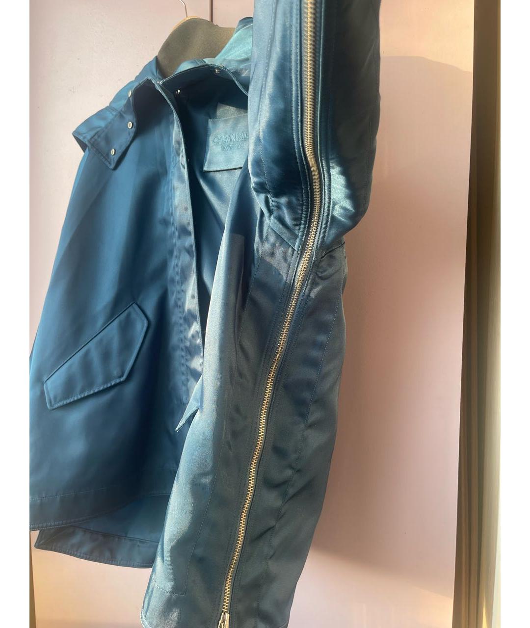 CALVIN KLEIN Синий полиамидовый тренч/плащ, фото 6