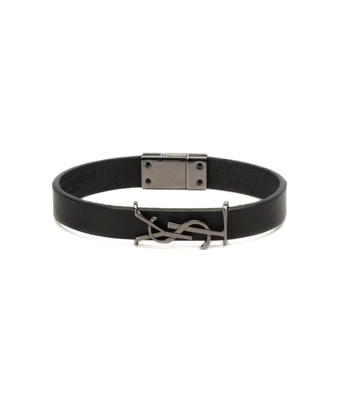 SAINT LAURENT Черный кожаный браслет, фото 1