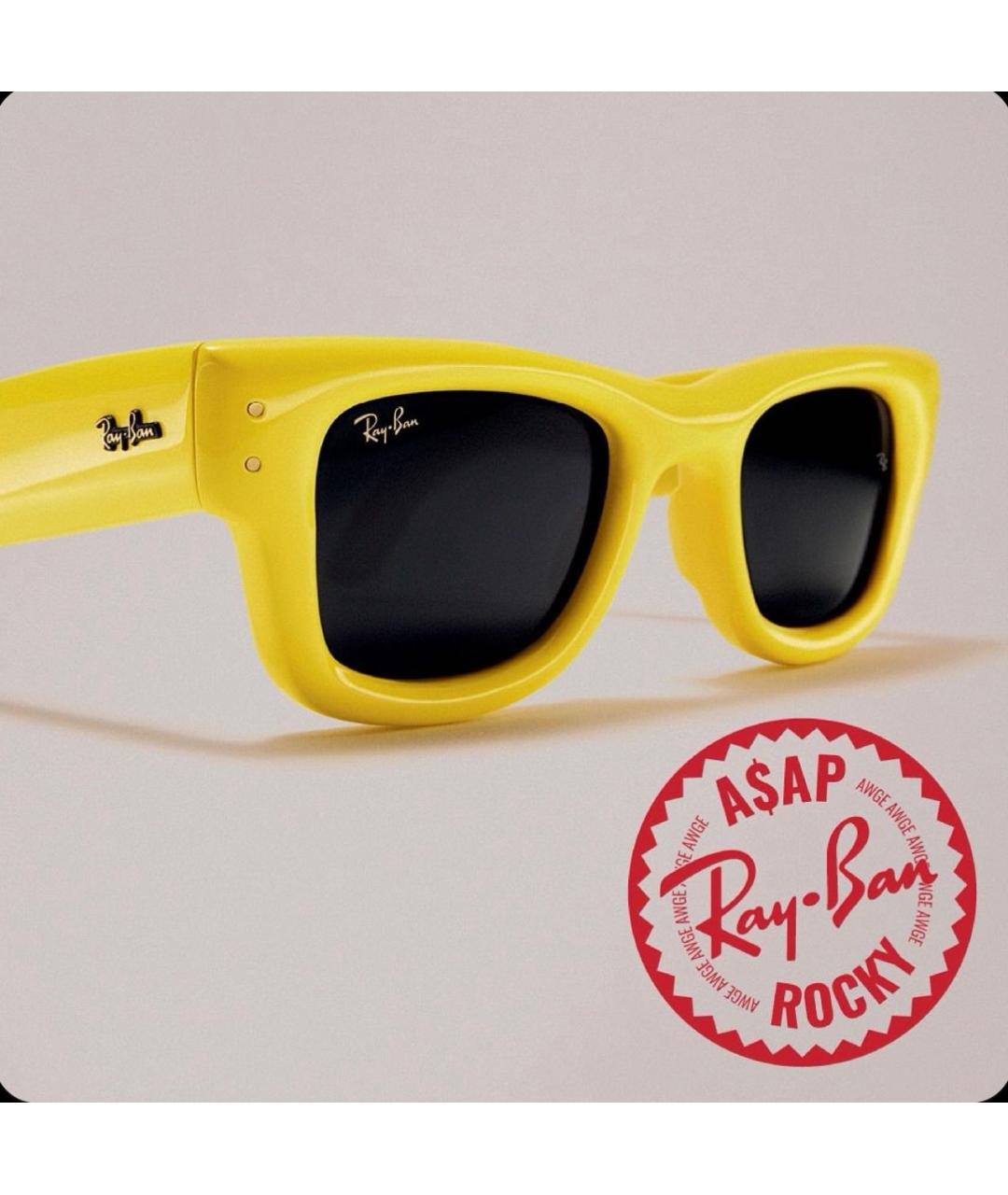 RAY BAN Желтые пластиковые солнцезащитные очки, фото 5