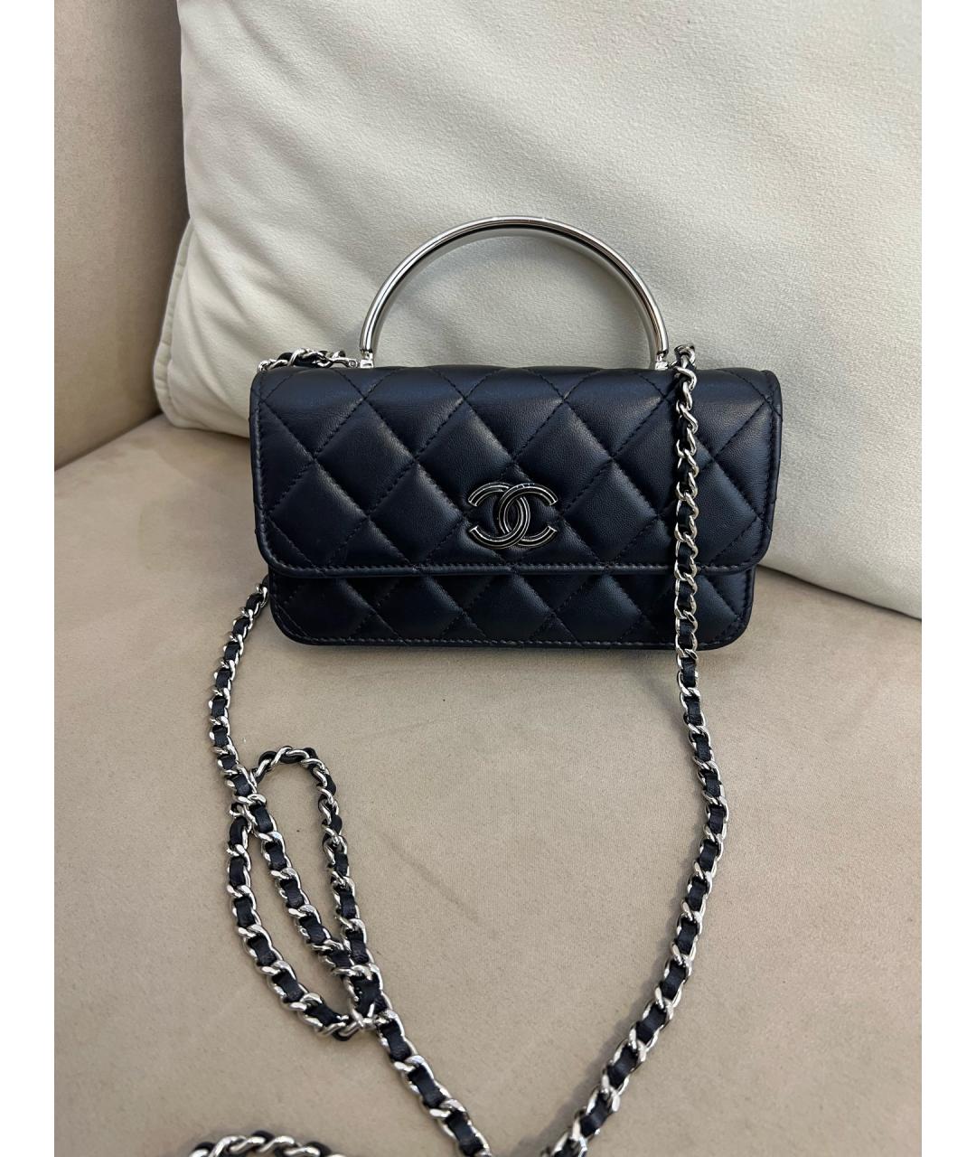 CHANEL Черная кожаная сумка через плечо, фото 7