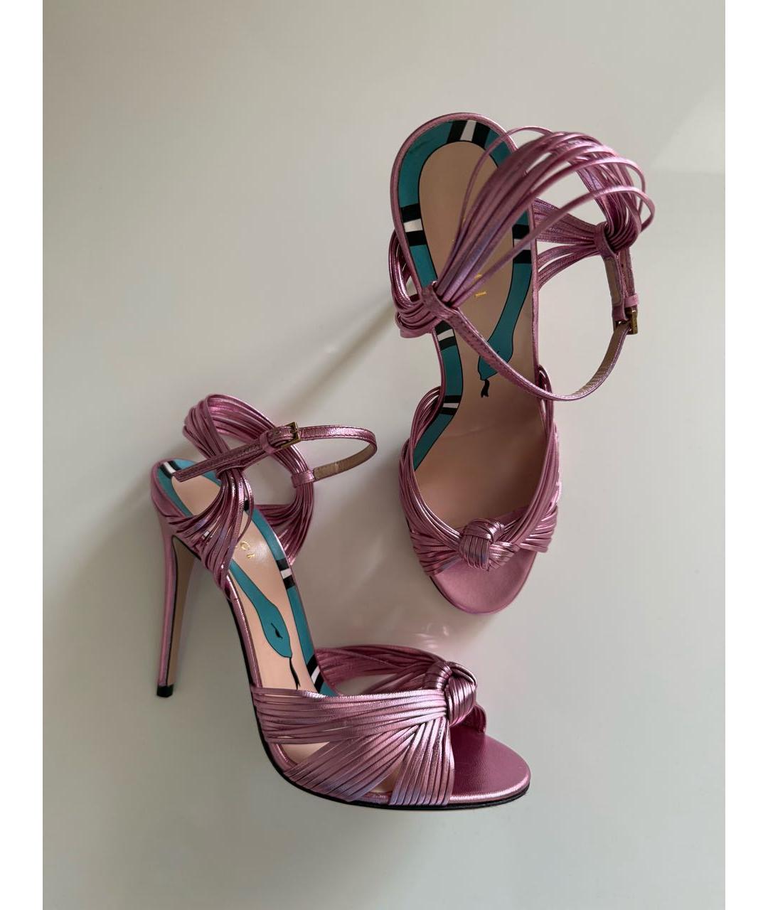 GUCCI Розовые кожаные босоножки, фото 5