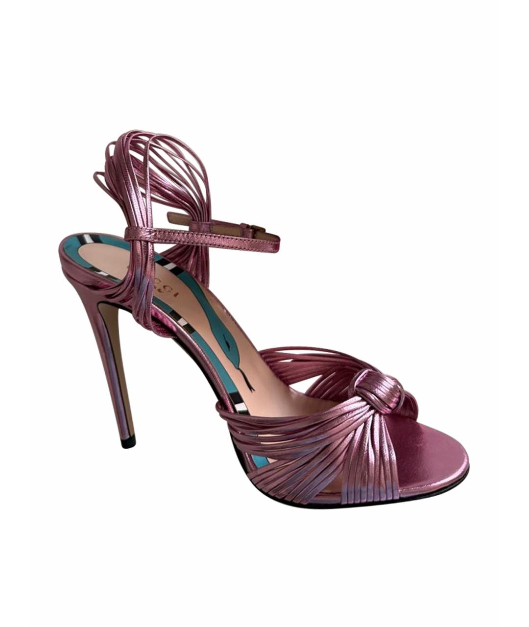 GUCCI Розовые кожаные босоножки, фото 1