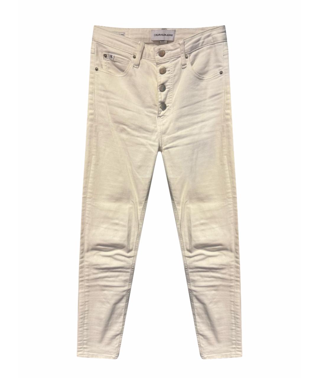 CALVIN KLEIN Белые хлопковые джинсы слим, фото 1