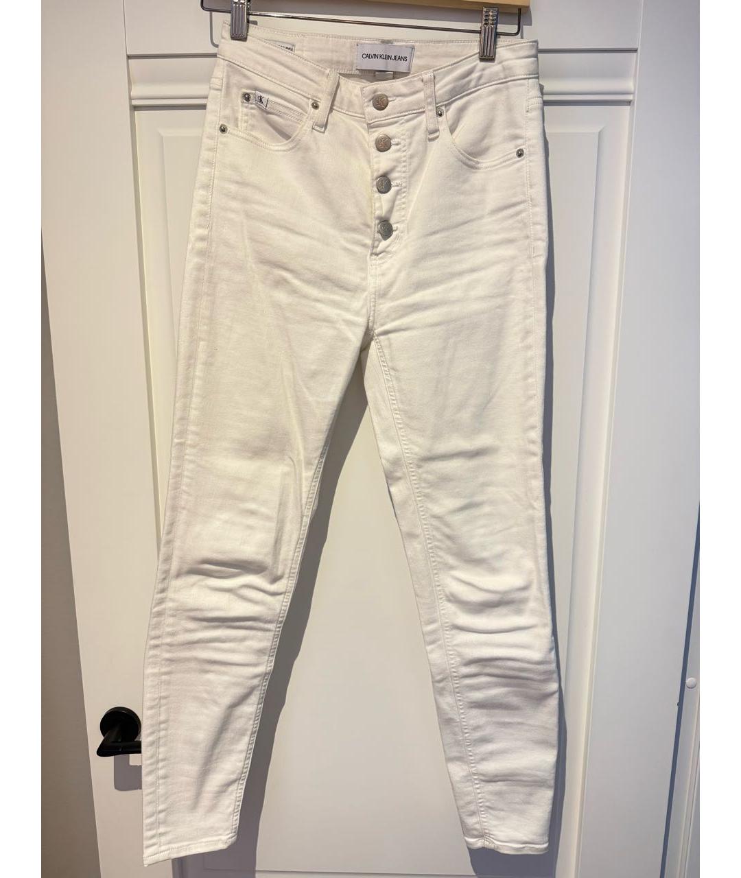 CALVIN KLEIN Белые хлопковые джинсы слим, фото 9