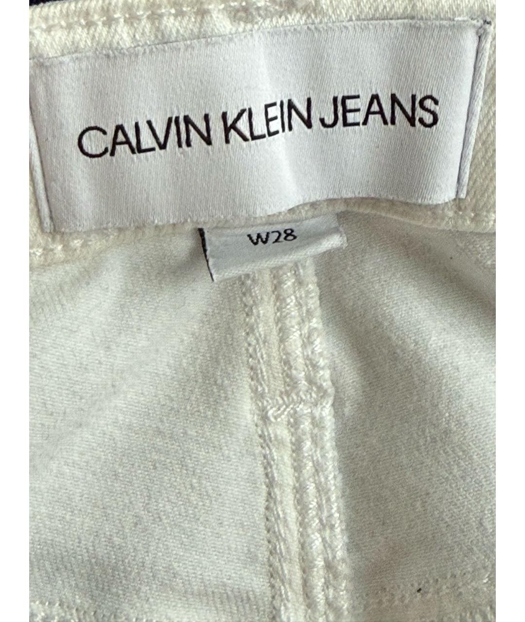 CALVIN KLEIN Белые хлопковые джинсы слим, фото 5